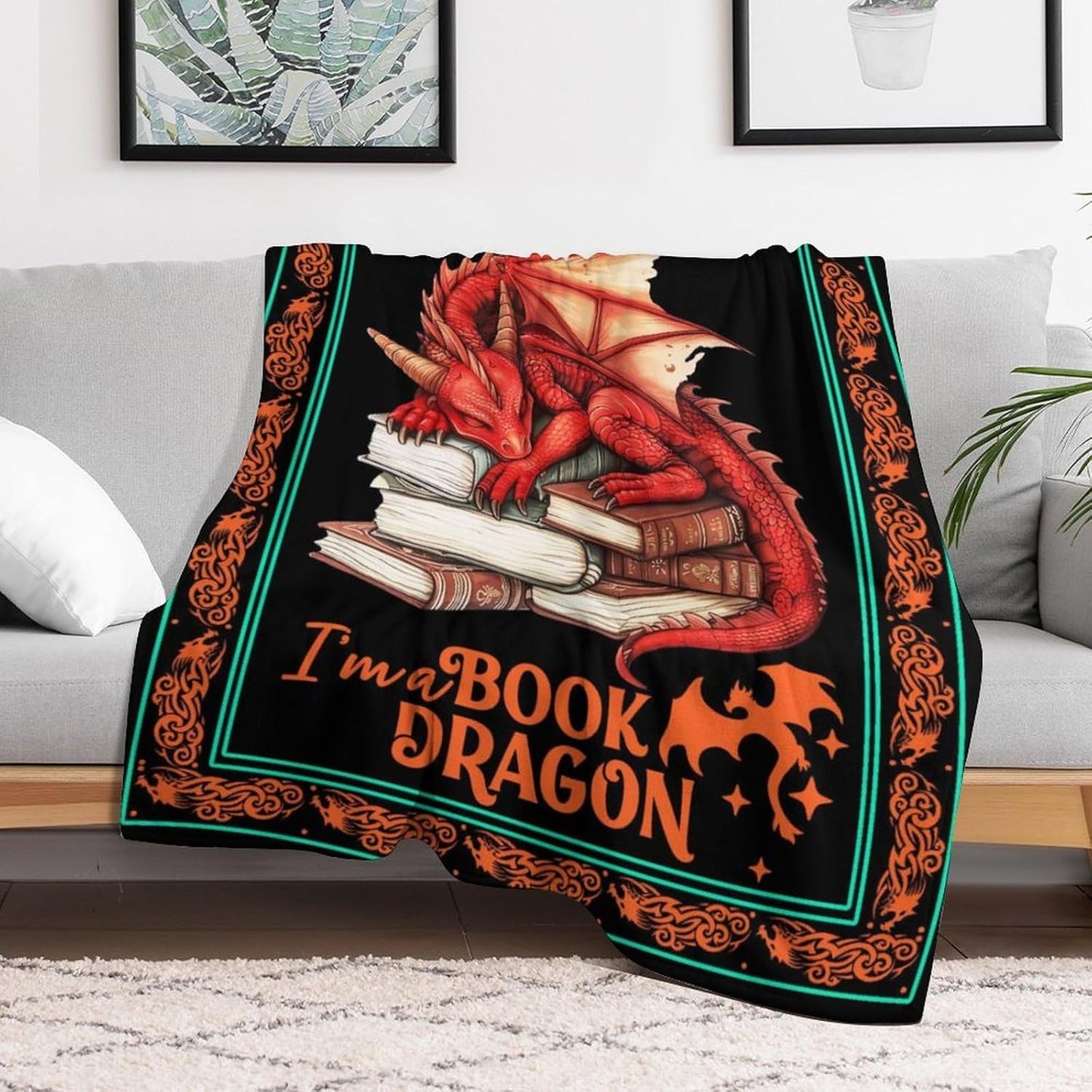 Dragon Throw Blanket - Soft Flannel Dragon Blanket for All - Warm Throw for Teens, Adults, Women, Men - 70"x50"