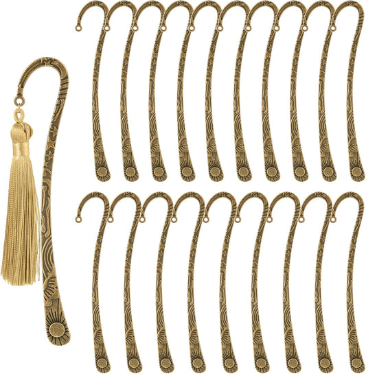 AUEAR, 20 Pack Metal Bookmarks Carved Hook Bookmark Vintage Book Markers with for Reader (Bronze)
