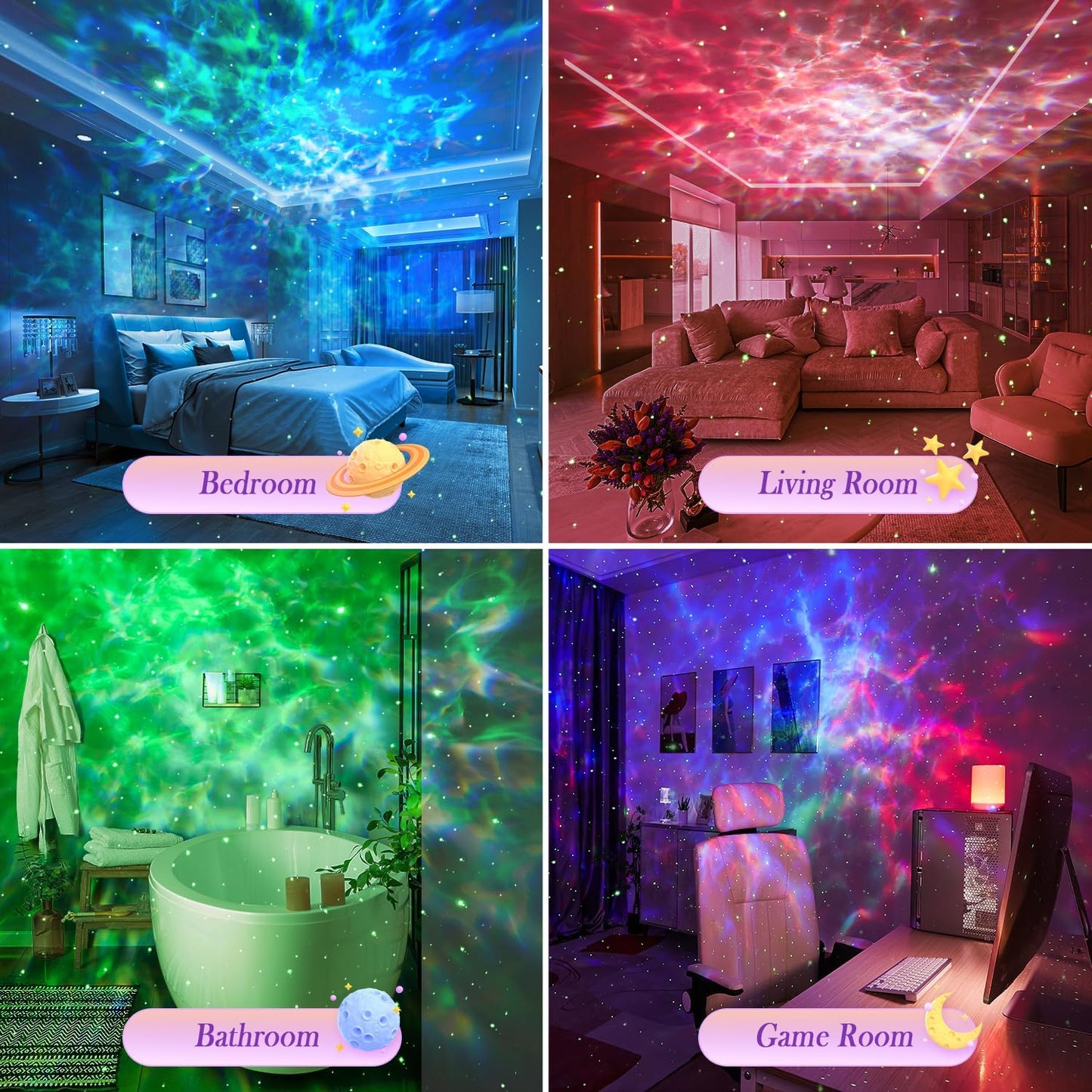 Galaxy Projector for Bedroom Adults, 15 Color+15 White Noise Star Projector Galaxy Light Projector for Bedroom, Bluetooth Star Lights for Ceiling Projector,LED Projector Lights