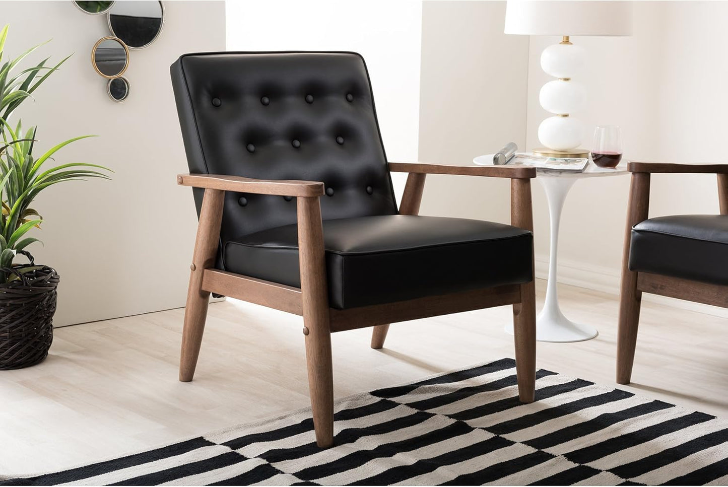 Baxton Studio BBT8013-Black Chair armchairs,Wood, Black