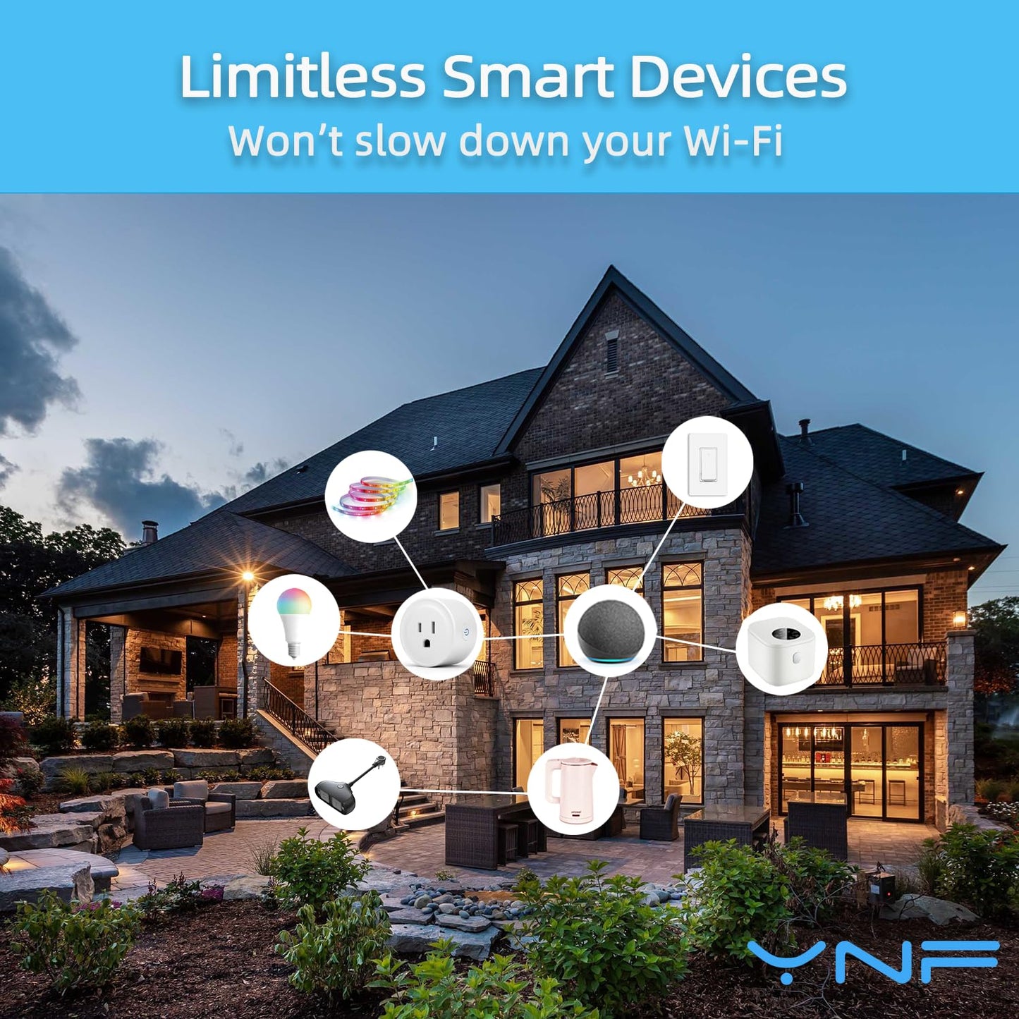 YNF Smart Plug, Simple Setup with One Voice Command, Works with Alexa Only, Remote Control with Timer Function, Bluetooth Mesh Outlet, Alexa Echo Required （1 Pack）