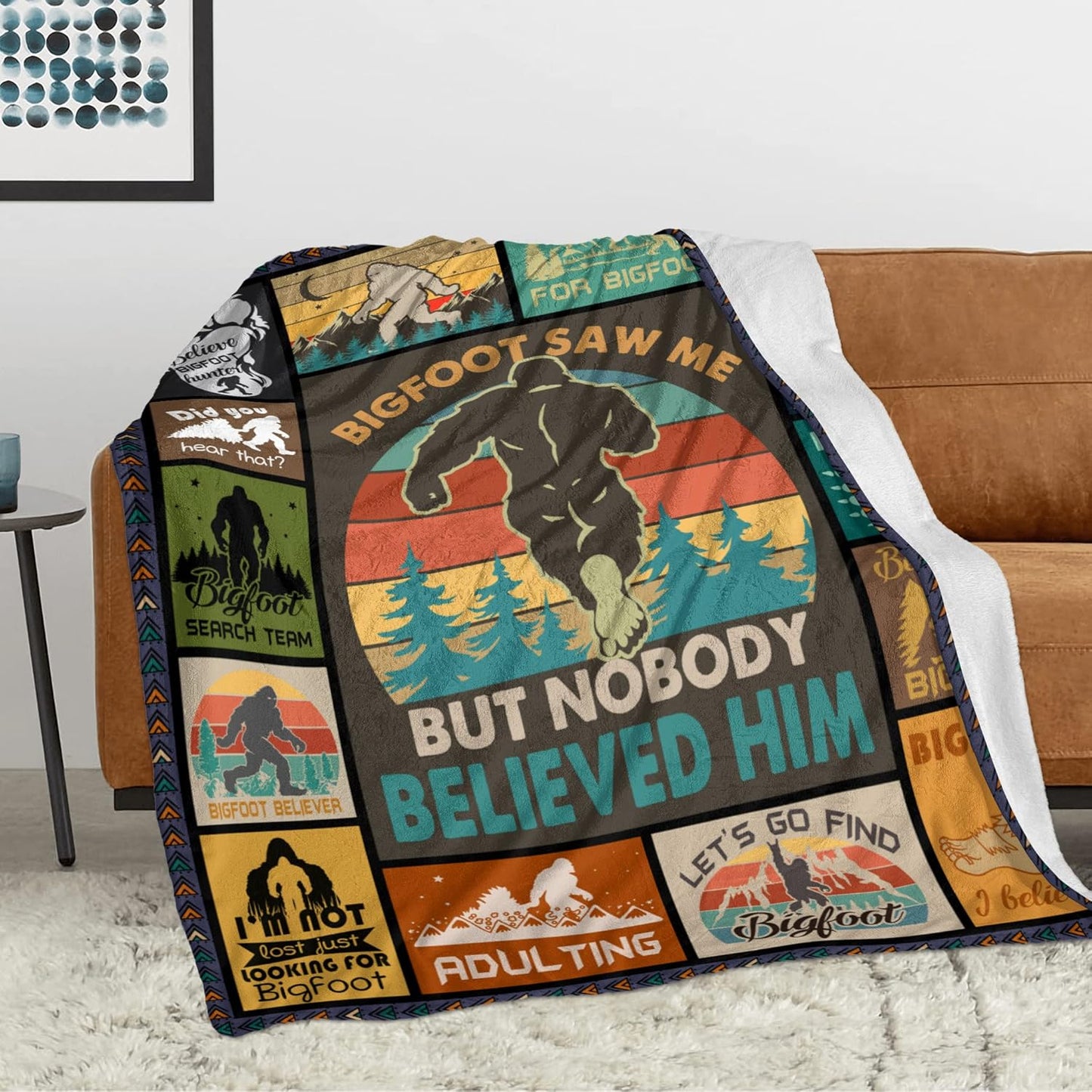 Bigfoot Gifts, Sasquatch Gifts, Big Foot Sasquatch Gifts, Bigfoot Gift for Men Women, Birthday Gift for Sasquatch Lovers, Big Foot Gifts Blanket 80" x 60"