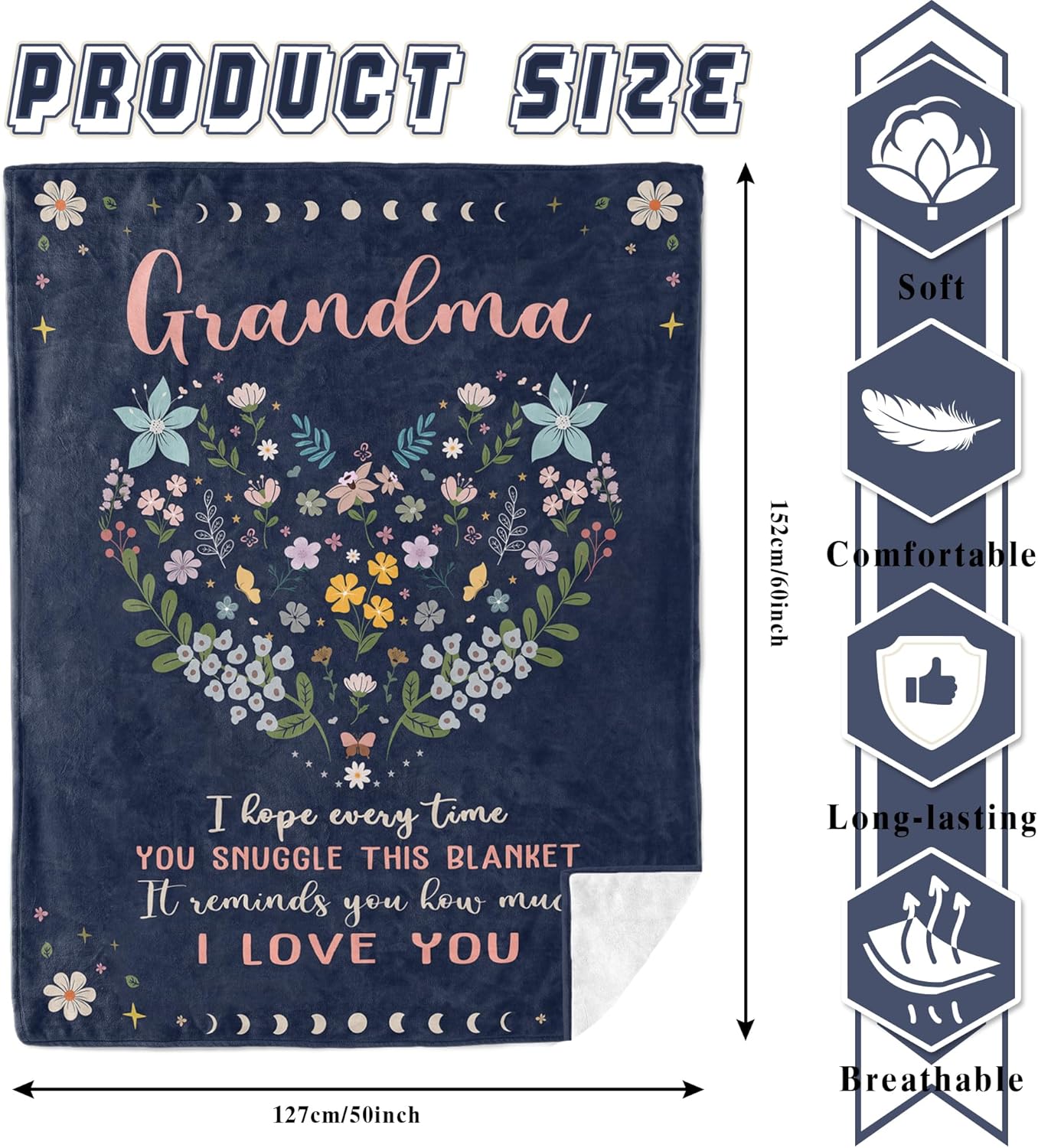 Julazy Grandma Gifts Blanket 50"X60", Best Grandmother Gift Ideas, Nanny/Granny Present for Grandma, Grandmother Birthday Gifts from Grandson/Granddaughter