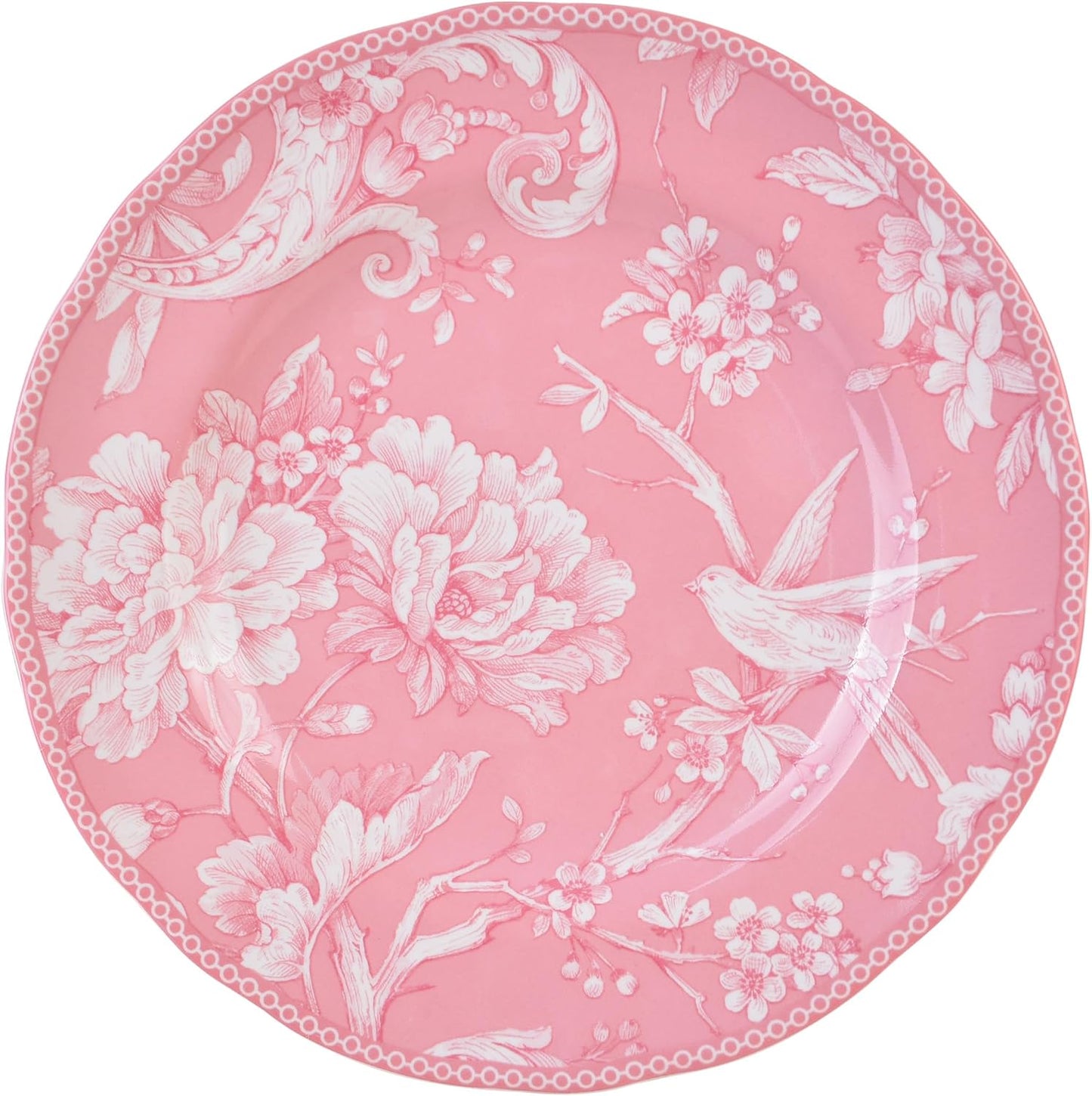 222 Fifth Adelaide Blush 12-Piece Pink Porcelain Dinnerware Set – Service for 4, Big Dinner Plates and Bowls Sets, White with Pink Floral Pattern, for Daily Entertainment, Microwave & Dishwasher Safe