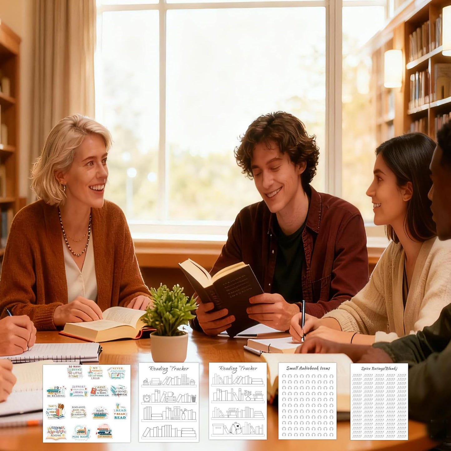 Reading Tracker Bookmark Stickers - 8 Sheets of 6x8 Inch Book Reading Progress Stickers for Planners, Journals, and Logs Perfect for Book Lovers, Students, and Read Challenges
