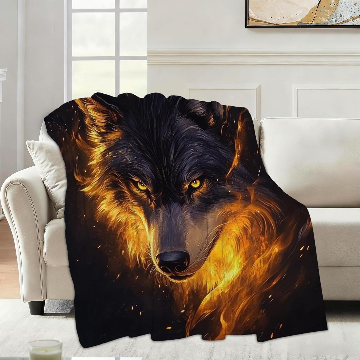 Cool Wolf Fall Throw Blanket,Animal Cozy Plush Fluffy Blanket for Living Room Decor,Lightweight Fleece Throws for Couch,Bed,Traveling,Naps,Reading,50 X 60 Inch