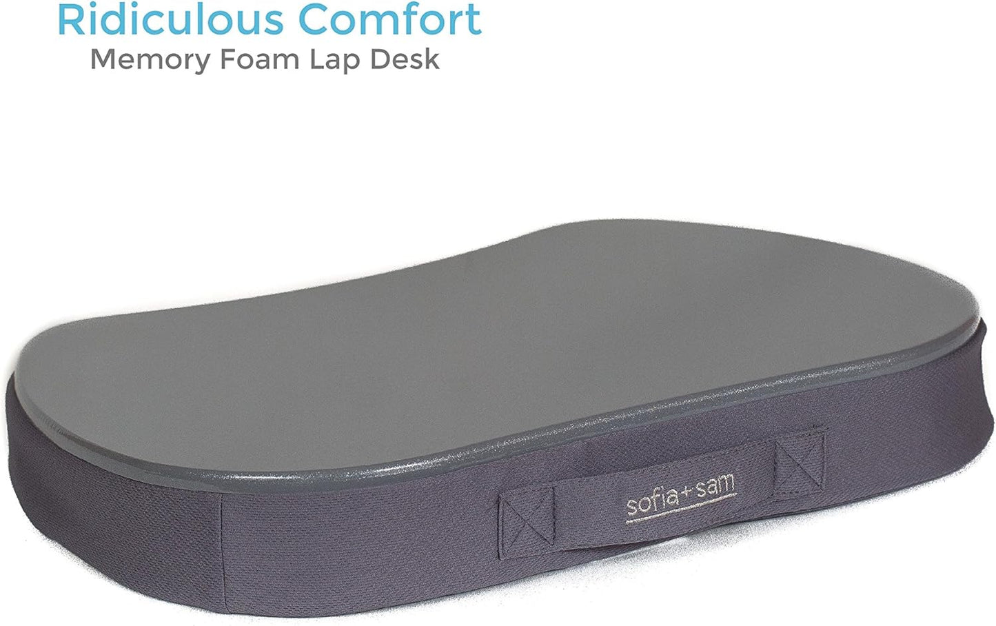 Sofia + Sam Mini Lap Desk with Memory Foam Cushion | Handle | Fits Laptops Up to 15" | Work from Home | Silver | Portable Travel Desk | Reading Writing and Coloring