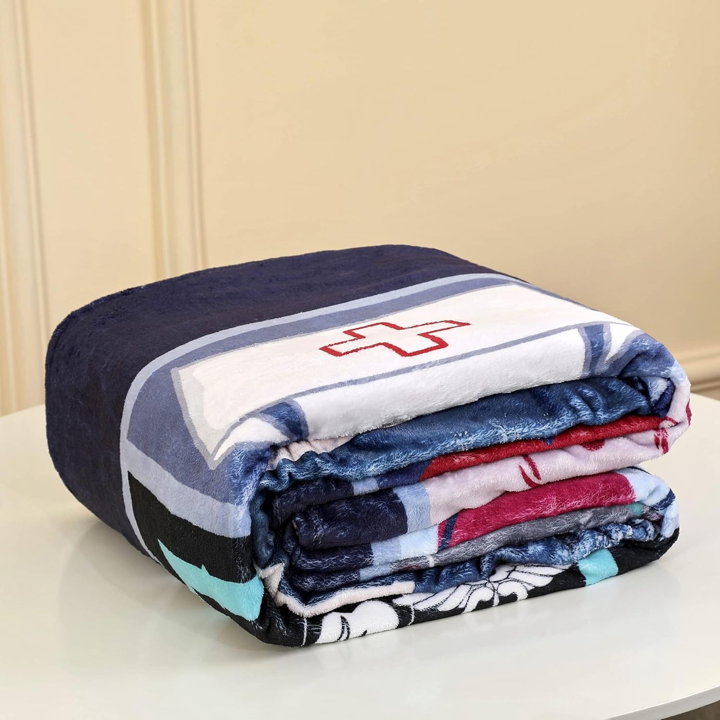 YunTu Blue Nurse Fleece Throw Blanket, Super Soft Sherpa, 60x80in, Perfect Nurse Gifts for Women