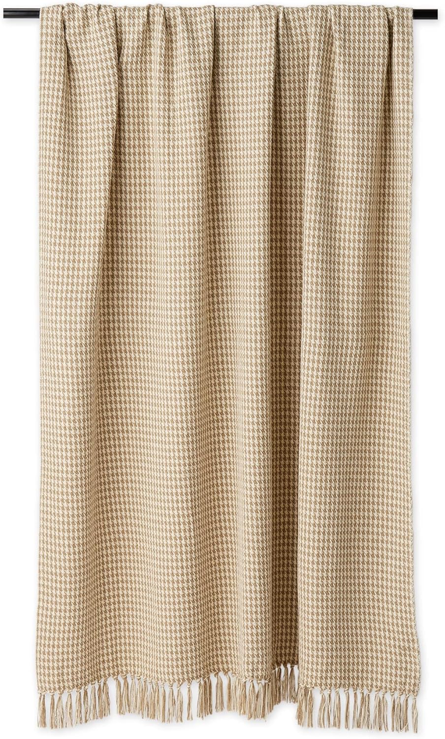 DII California Casual Houndstooth Woven Throw, Stone, 50x60