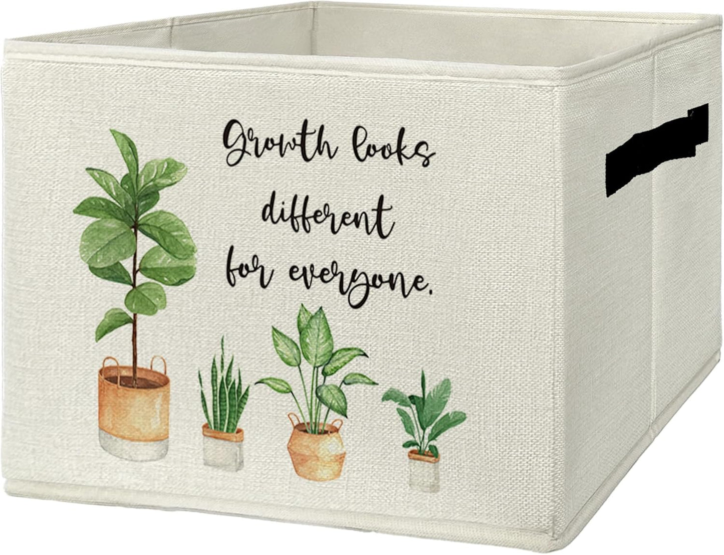 Inspirational Storage Bins & Boxes with Handles, Mental Health Foldable Basket for Organizing, Growth Mindset Positive Collapsible Storage Basket for Kids Bedroom Bathroom Clothes Toys Books
