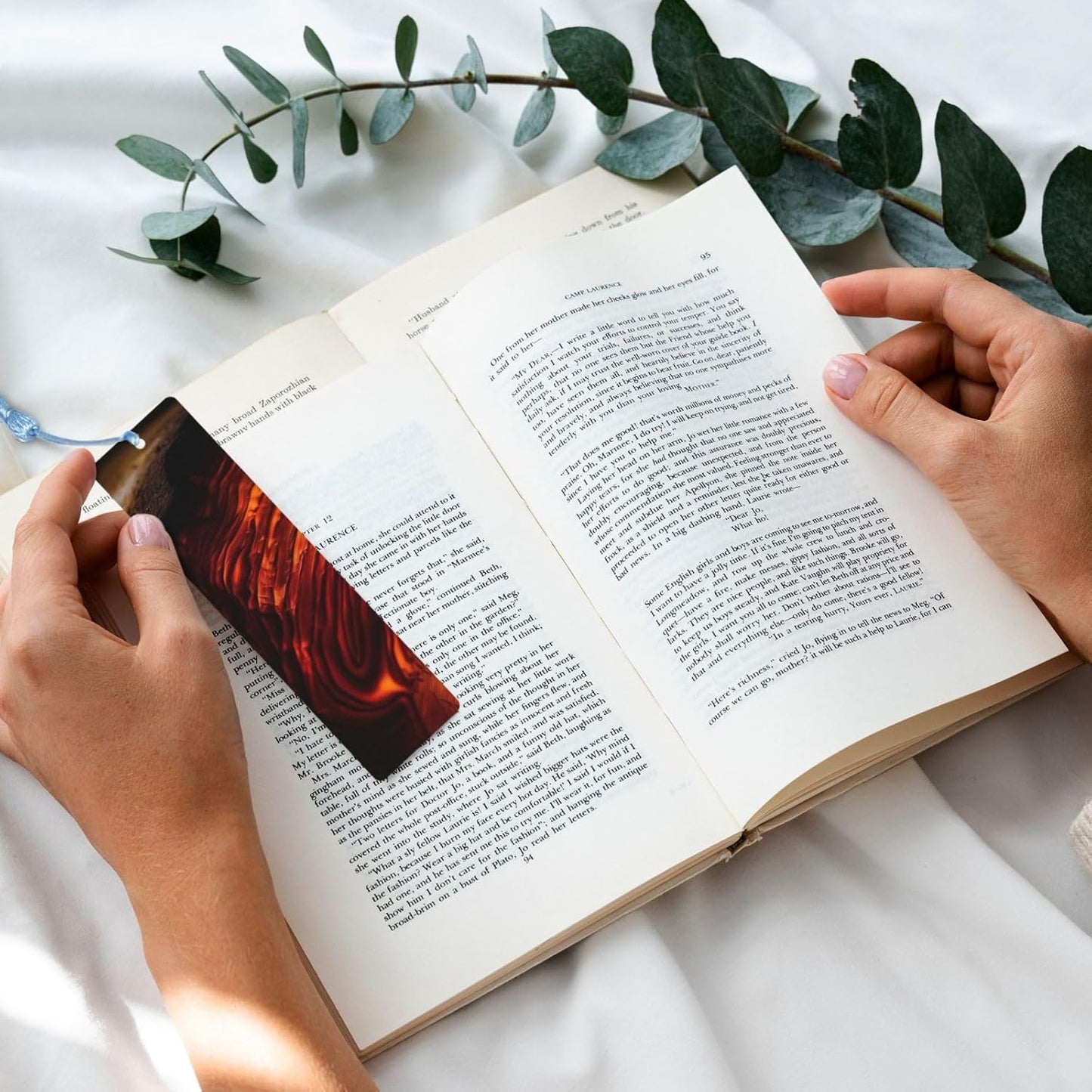 Red Hot Wood Bookmarks Gifts for Women Men, Wooden Bookmarks for Book Lovers, Vintage Book Marks Ornaments with Tassel, Unique Personalized Reading Page Markers Sky Blue