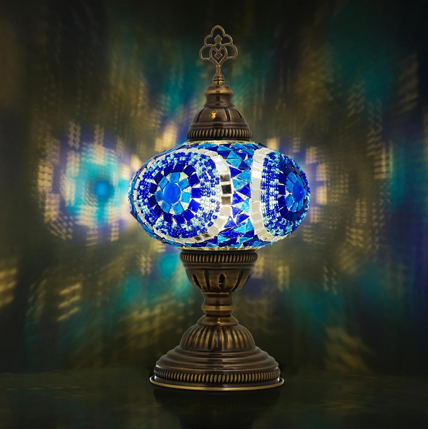 Mozaist Turkish Lamp, Mosaic Table Lamp, Antique Moroccan Decorative Glass Bohemian Vintage Lamp Shade, Small Desk Tiffany Bedside Stained Glass Lamp with US Plug and E12 Socket