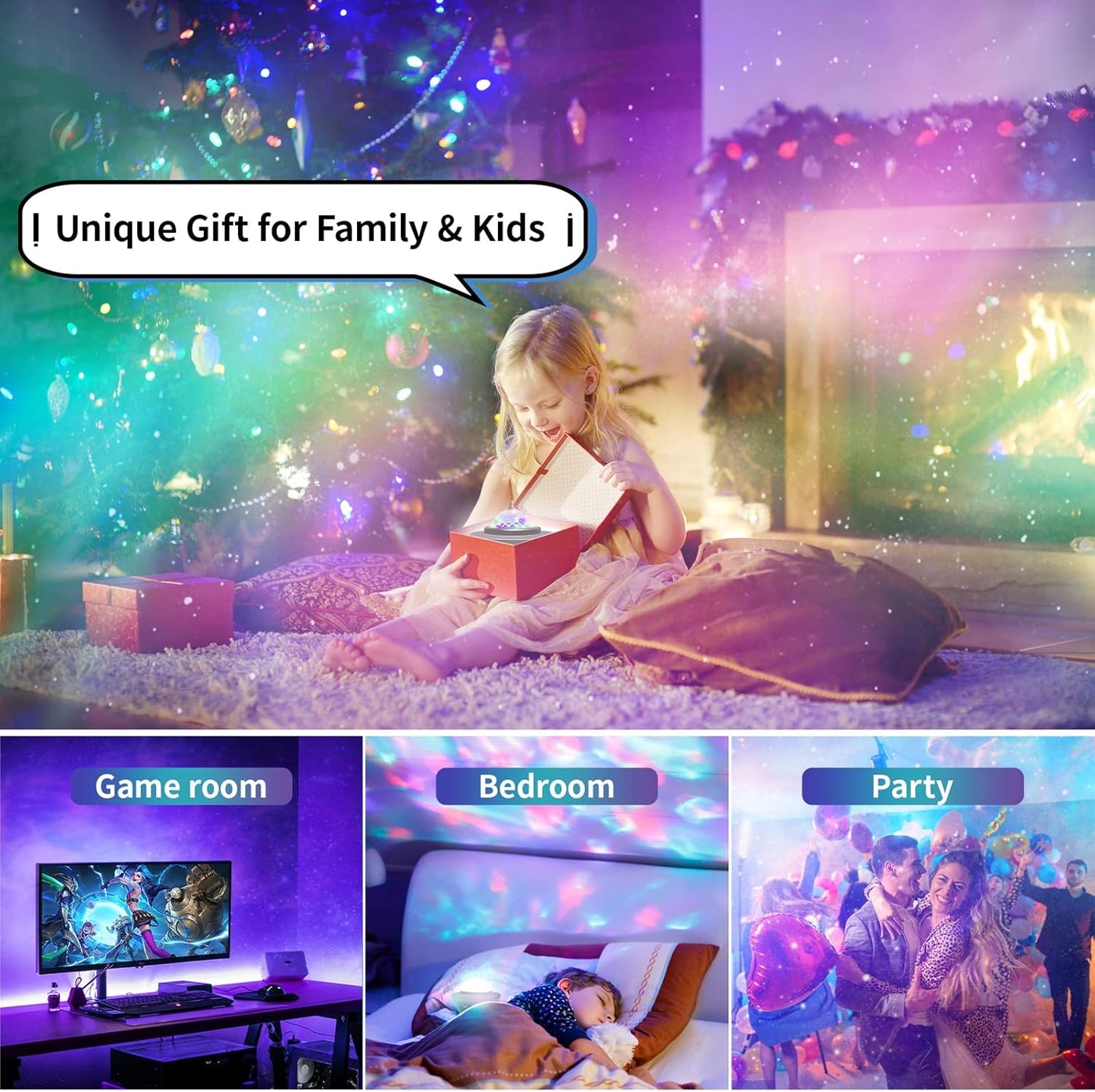 easeking Star Projector Galaxy Light Projector with Bluetooth Speaker, Multiple Colors Dynamic Projections Star Night Light Projector for Kids Adults Bedroom, Space Lights for Bedroom Decor Aesthetic