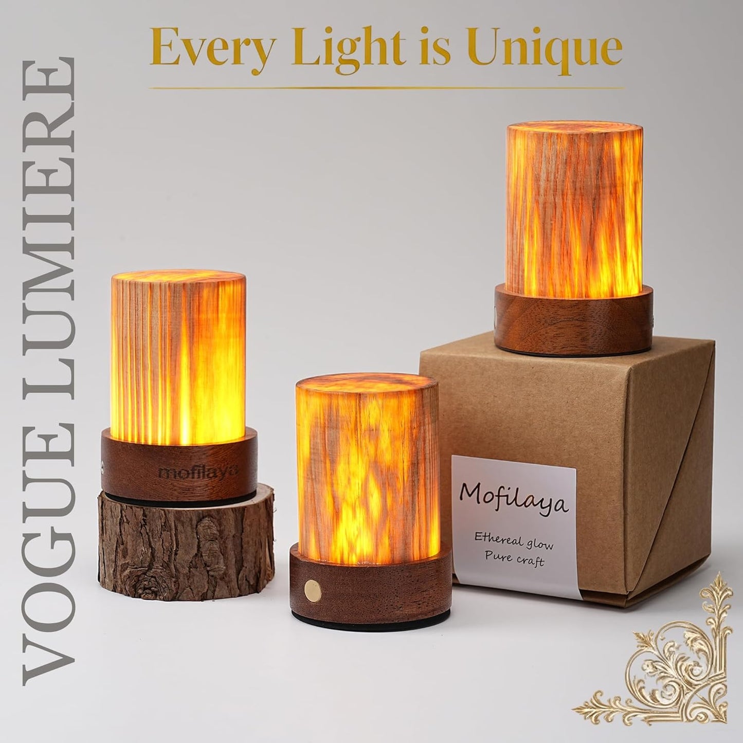 LED Night Light Wood -100% Handmade Cordless Lamp Rechargeable USB Battery Operated,Warm Mood Light,Small Touch Night Light for Bedroom,Travel,Living Room,Dormitory