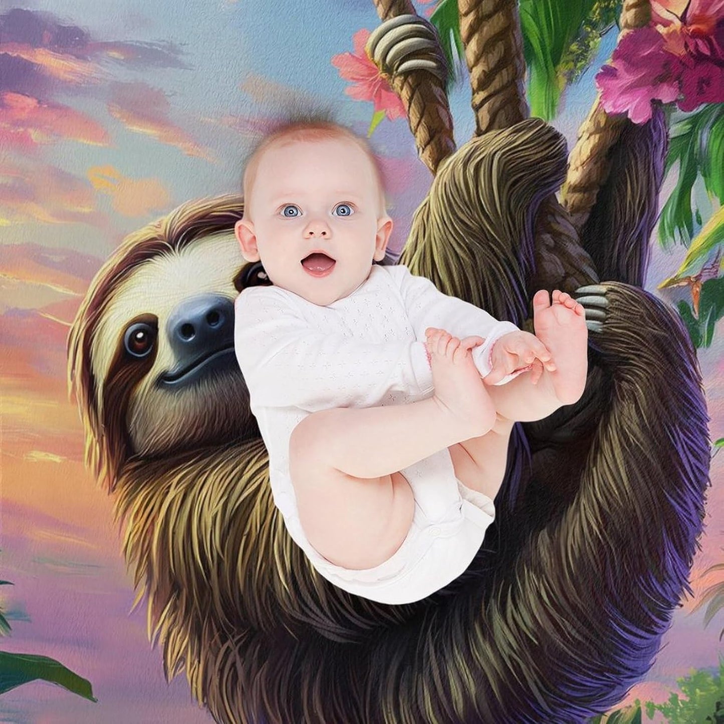 Sloth Animal Throw Blanket for Couch Bed Plush Cozy Fuzzy Flannel Blanket for All Season 50"x70"