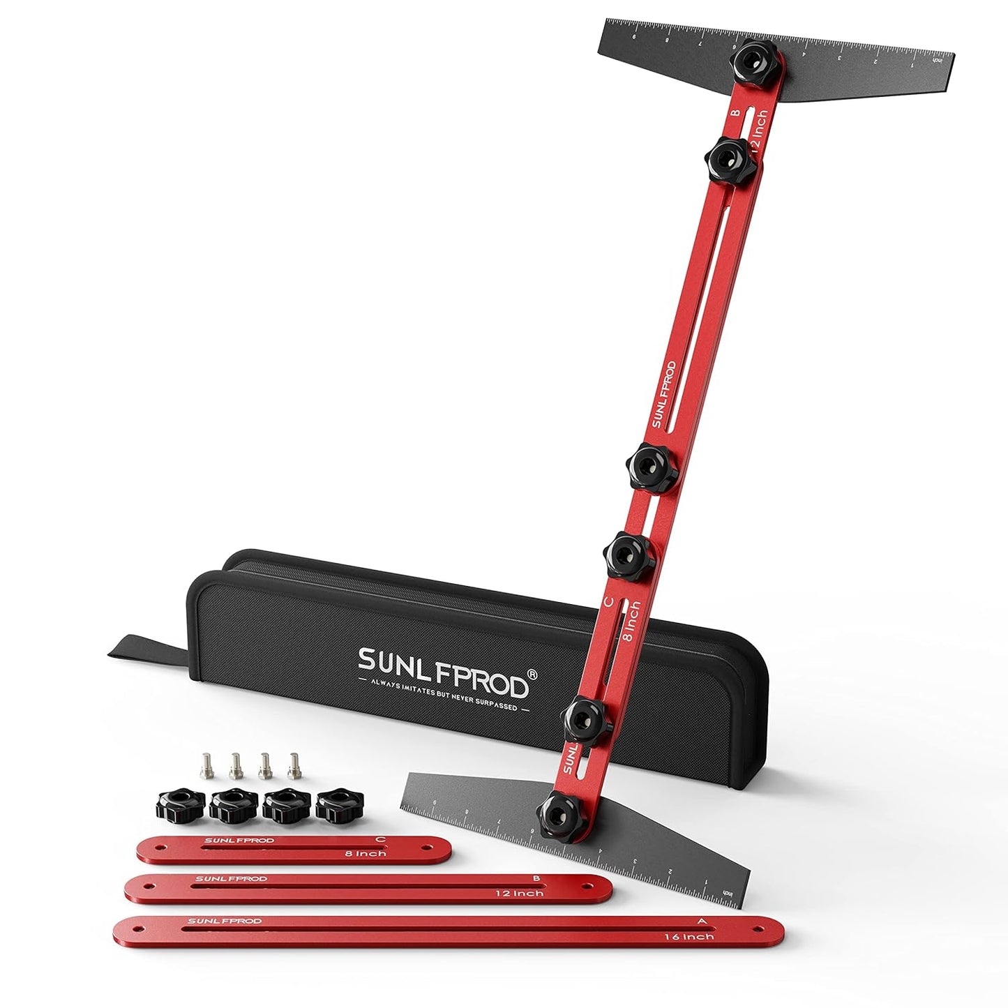Stair Tread Template Tool - Solid Stair Tread Gauge, Stair Tools for Stair Measuring Tool Stair Gauge Jig Stair Template Stair Step Tool Shelf Template Projects (Red-Gray)