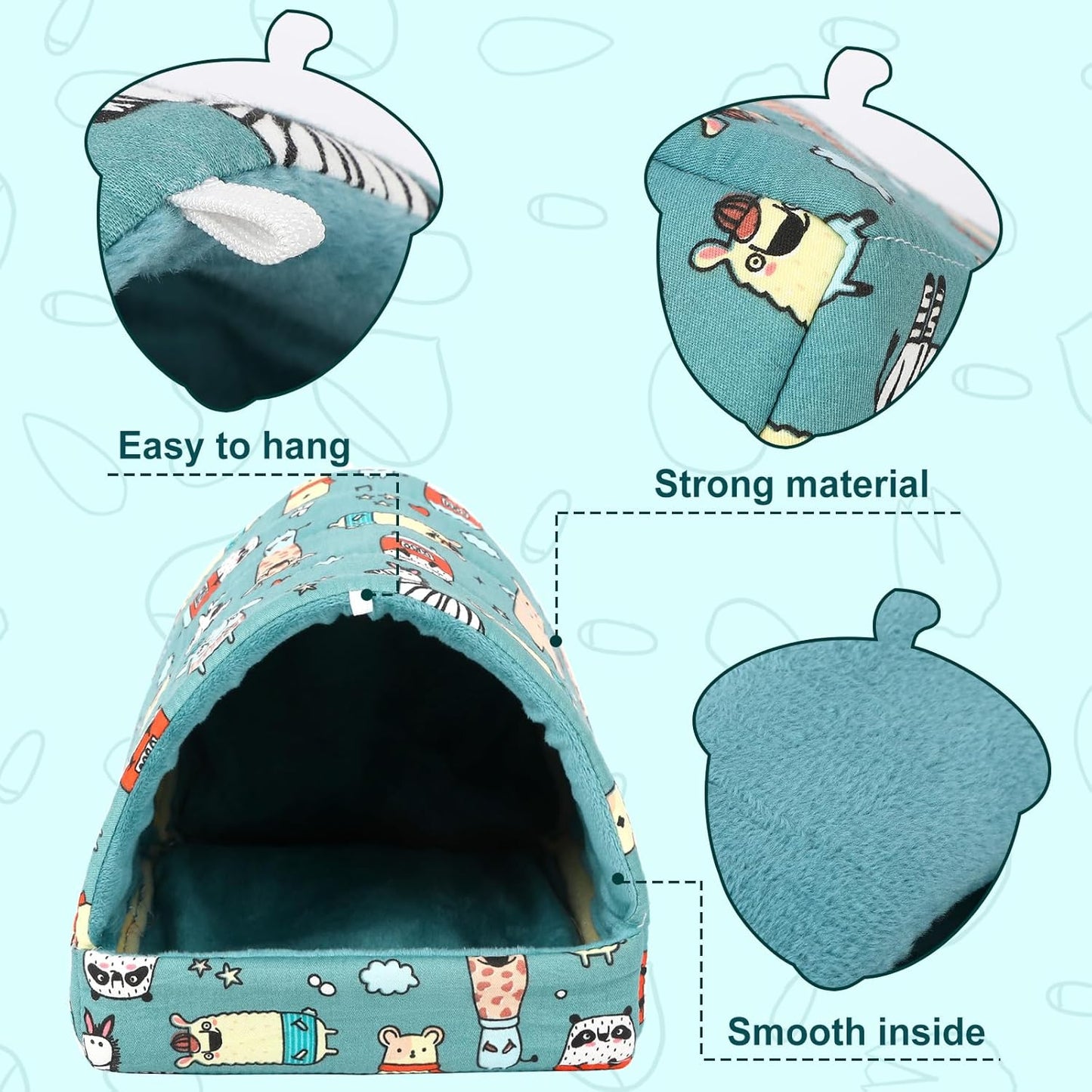 UPINS Guinea Pig Hideout,Guinea Pig Bed Houses Washable Small Animal House Cage Accessories for Dwarf Rabbits Chinchillas Hamsters Hedgehogs Ferrets Bearded Dragons and Rats