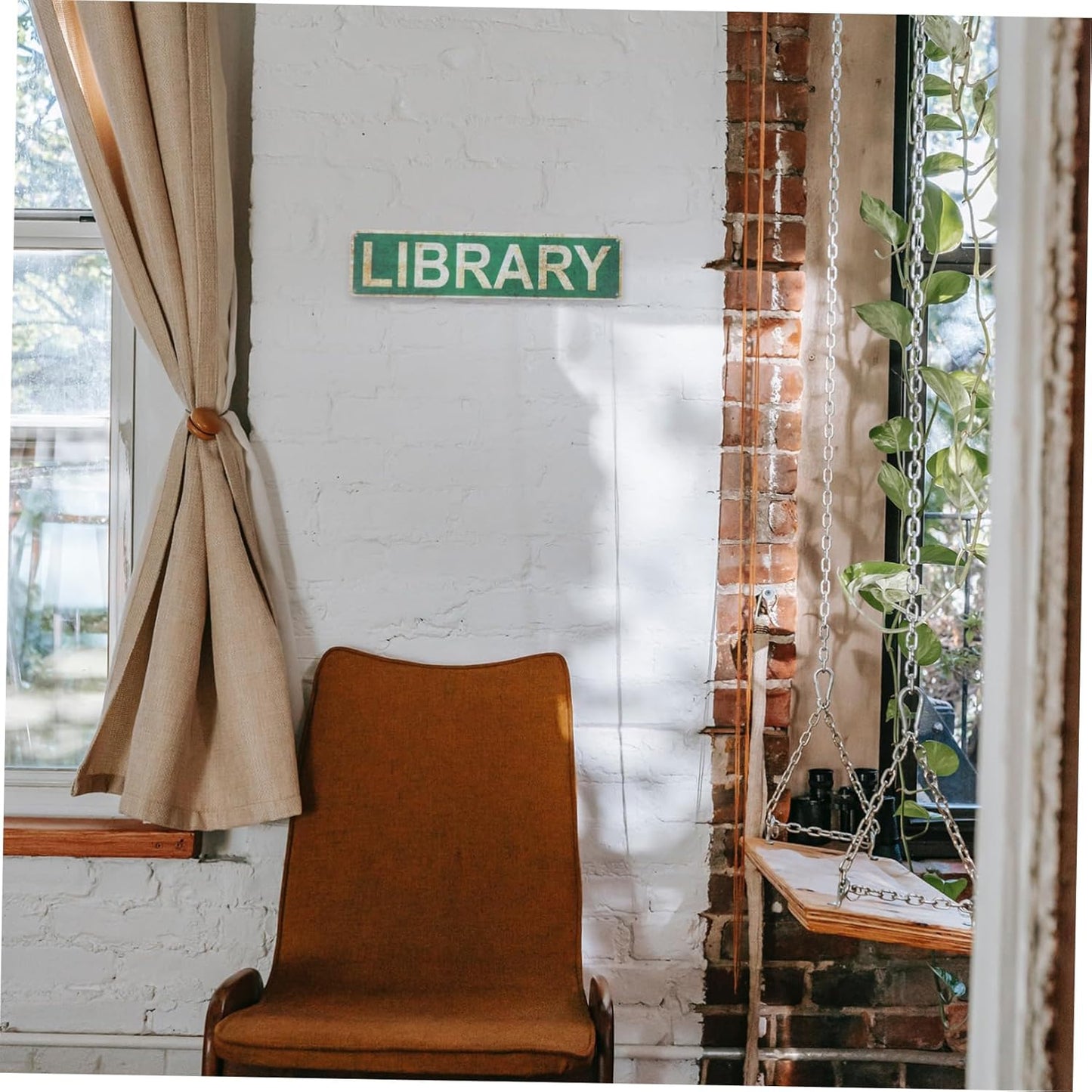 ERINGOGO Vintage Library Sign Plaque Rustic Tin Wall Art for Home and Office Decor Reading Room and Outdoor Book Decor for Book Lovers and Study Spaces
