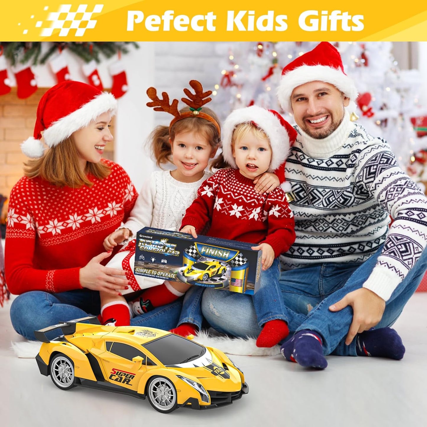 Growsland Remote Control Car, RC Cars for Kids 1:18 Electric Toy Car Hobby Racing Car Toys with Lights & Controller, Christmas Birthday Gift for 3 4 5 6 7 8 9 Year Old Boys Girls