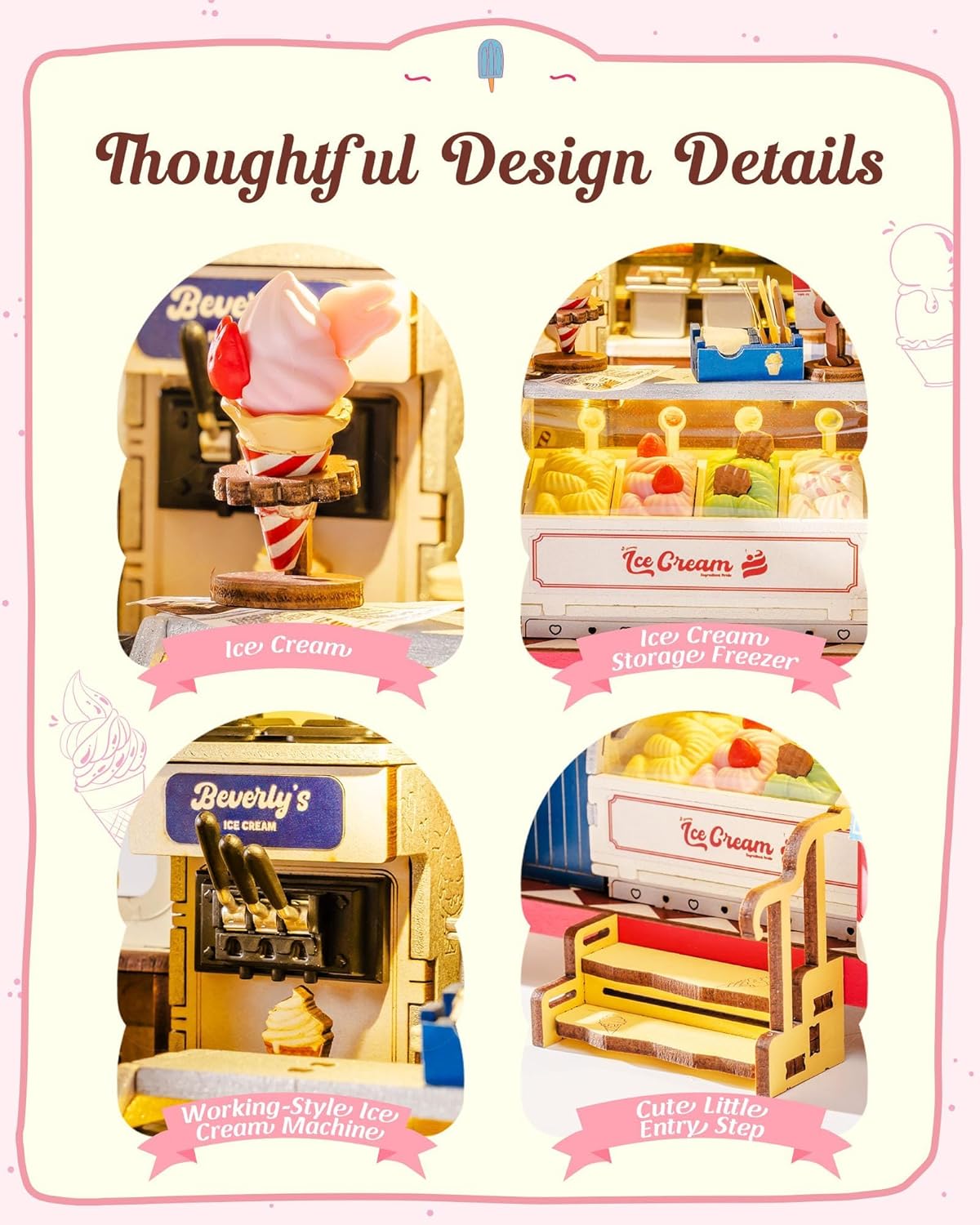 3D Wooden Puzzles for Adults - Ice Cream Truck Model Kit DIY Building Set, 290pcs Wood Craft Home Desk Decor, No Glue Needed Creative Gift for Family and Friends
