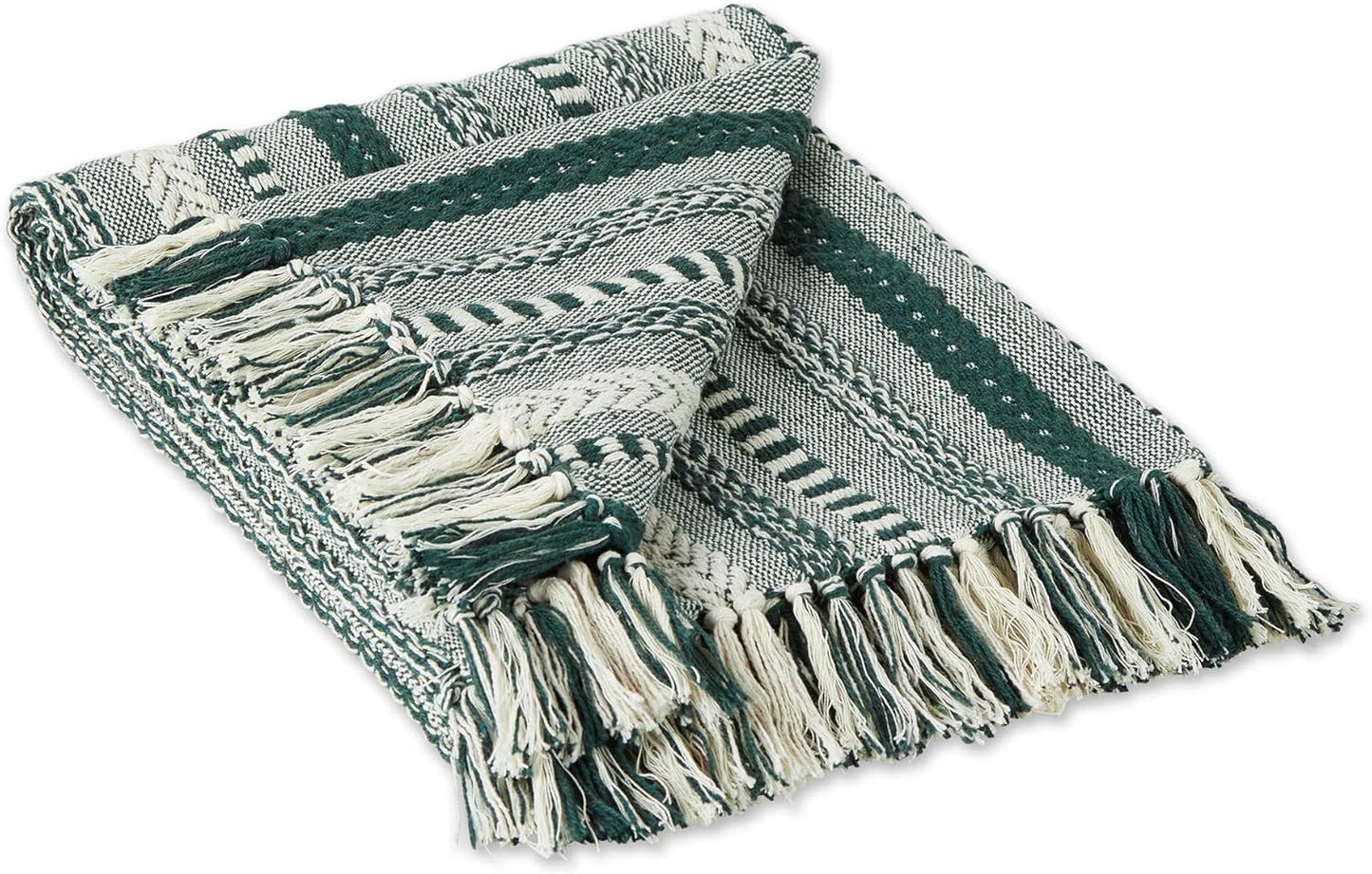 DII Braided Striped Decorative Throw Blanket, 50x60, Dark Green