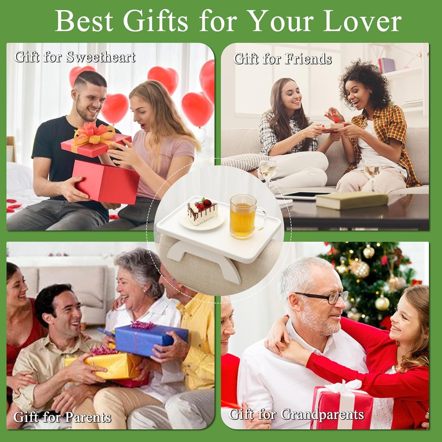 SINWANT Couch Arm Table,Bamboo Couch Arm Tray Clip on Sofa Armrest,Chair Side Table for Small Spaces Drink Eating Dinner