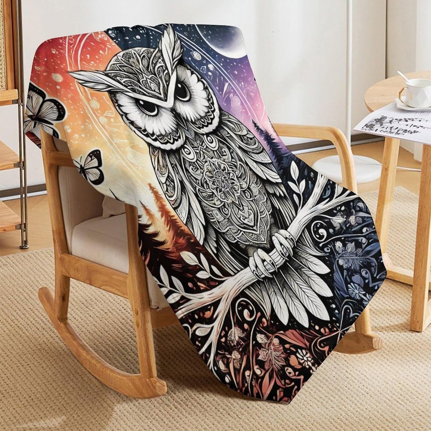 Owl Throw Blanket - Soft Flannel Blankets for Teens Adults Women Men Owl Lovers - Warm Throw Blankets for All Season Lap, Chair, Sofa - 70"x50"