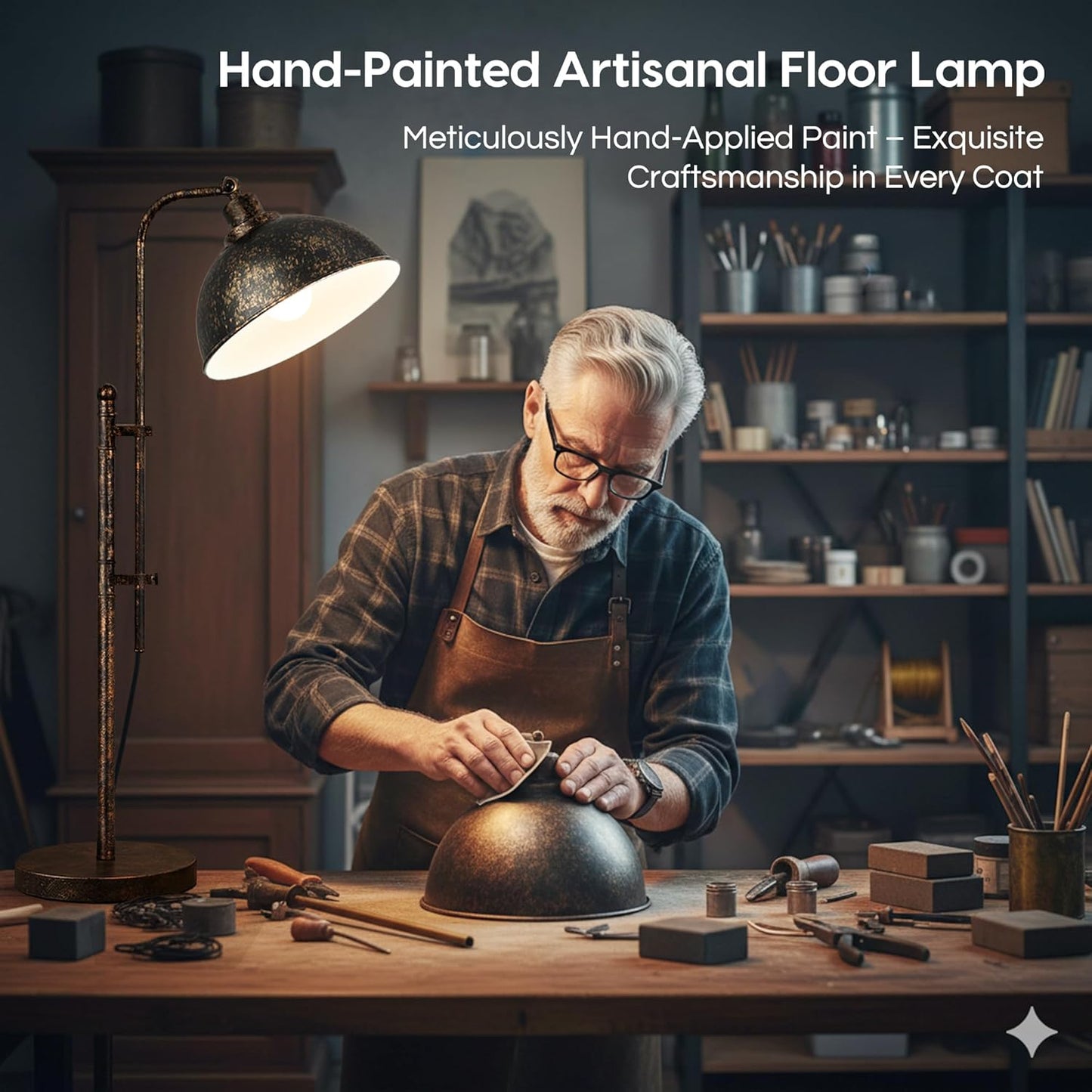 Floor Lamp, Industrial Modern Standing Lamp with Remote Control, 71" Height Adjustable, Aged Black Finish Rustic Farmhouse Tall Reading Lamp for Bedroom, Over Couch Arched Reading Light