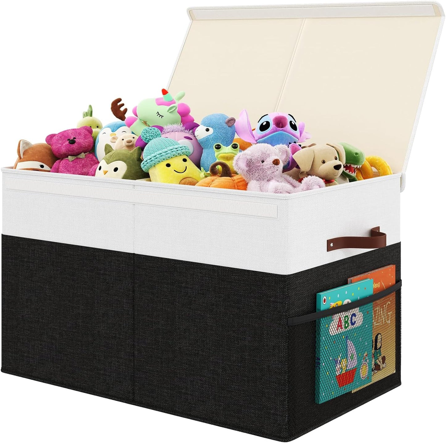 Large Toy Storage Box with Lid Upgraded Toy Storage Chest Organizer with Divider Foldable Toy Bin for Kids Boys Girls Playroom Nursery Bedroom (25"x13"x16")