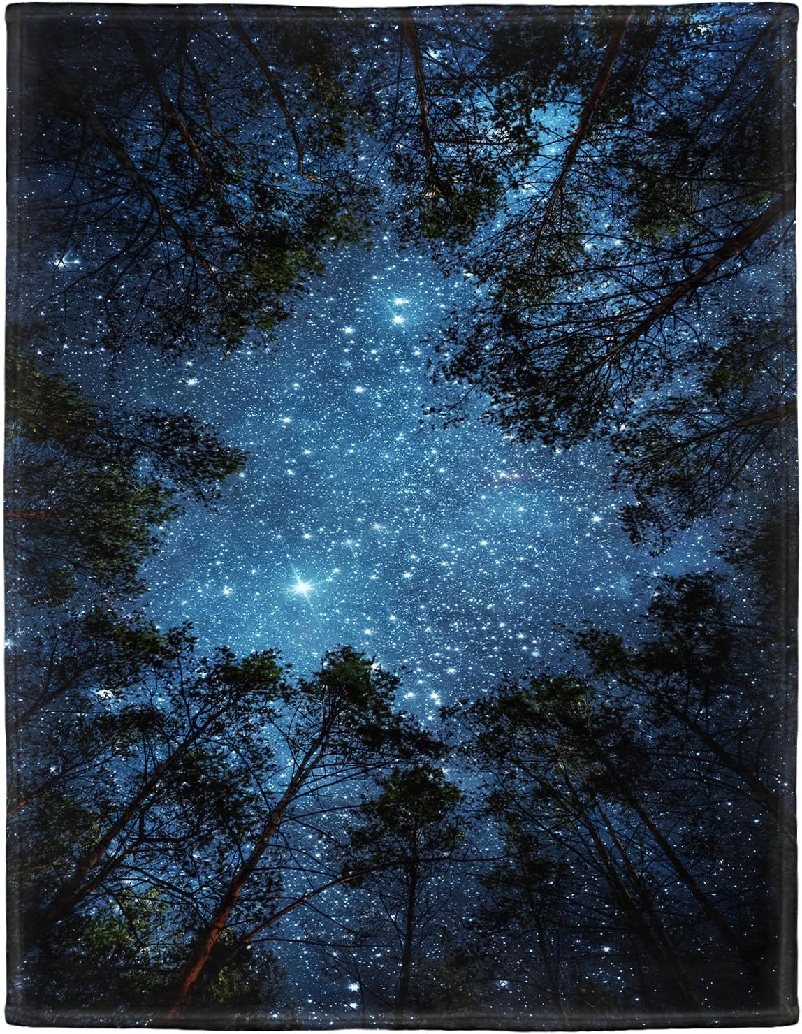 Soft Cozy Fleece Throw Blanket for Couch, Starry Night Galaxy Forest Trees,50x60 Inches