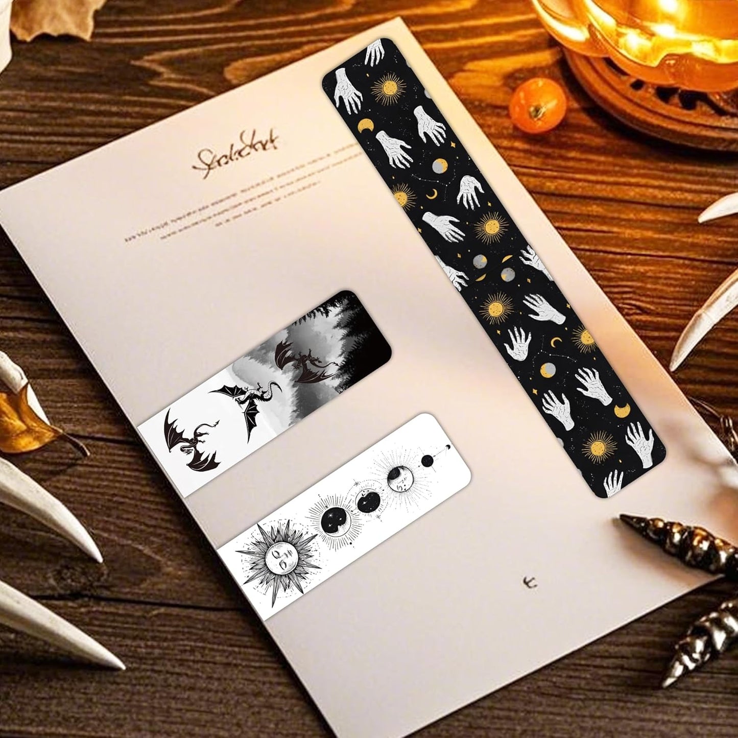 Dark Fantasy Magnetic Bookmarks: 30 Pcs Gothic Witchy Moon Book Mark Clips for Book Lovers, Dark Academia Page Marker for Reading Women Men, Bookish Gifts for Birthday Halloween School Office Supplies