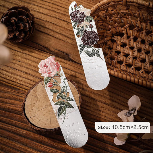 Snycler 4PCS Romantic Flower Hollow Metal Bookmarks - Elegant Book Clips & Clasps for Reading, Exquisite Design, ExquisiteGift for Book Lovers（Romantic-2）