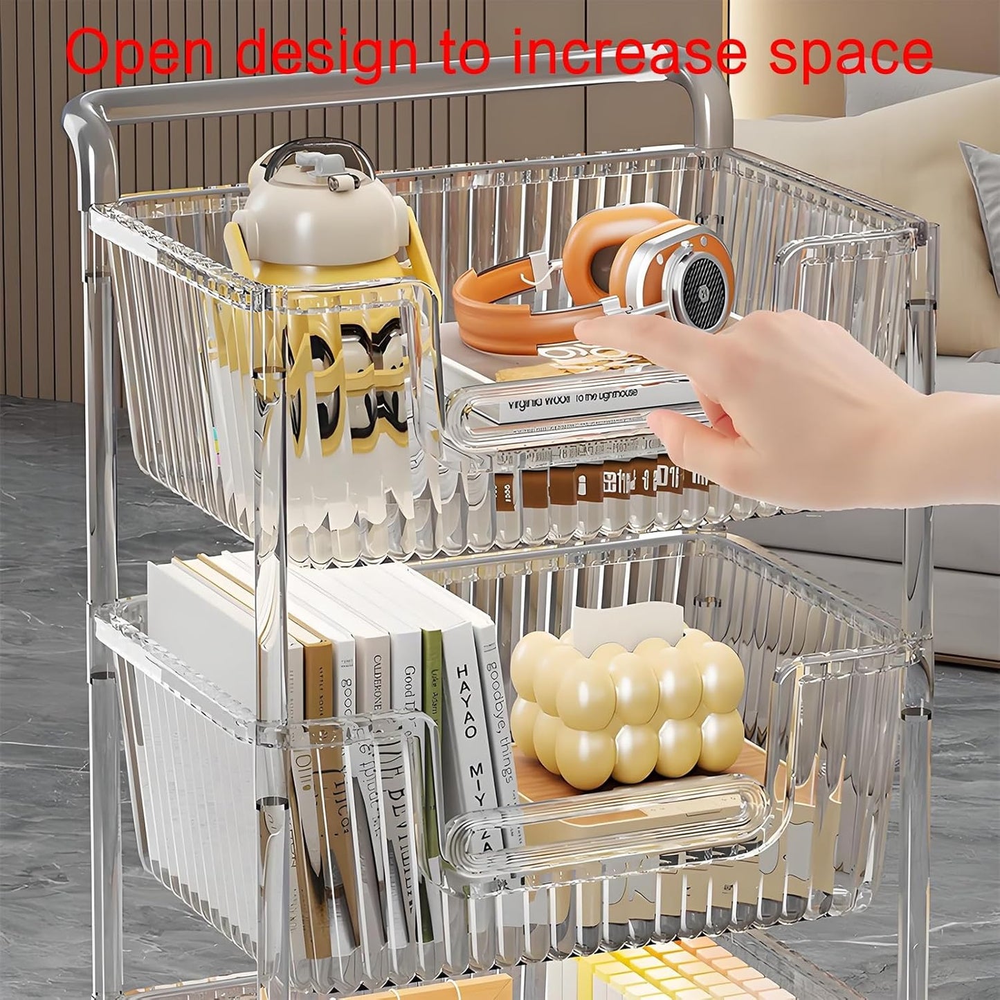 Acrylic movable bookshelf,bedroom bookshelf,book shelf,rotating book shelf,unique bookshelf,horizontal bookshelf,Suitable for living room, bedroom, study, living room corner, office French(39.5x27.6x9