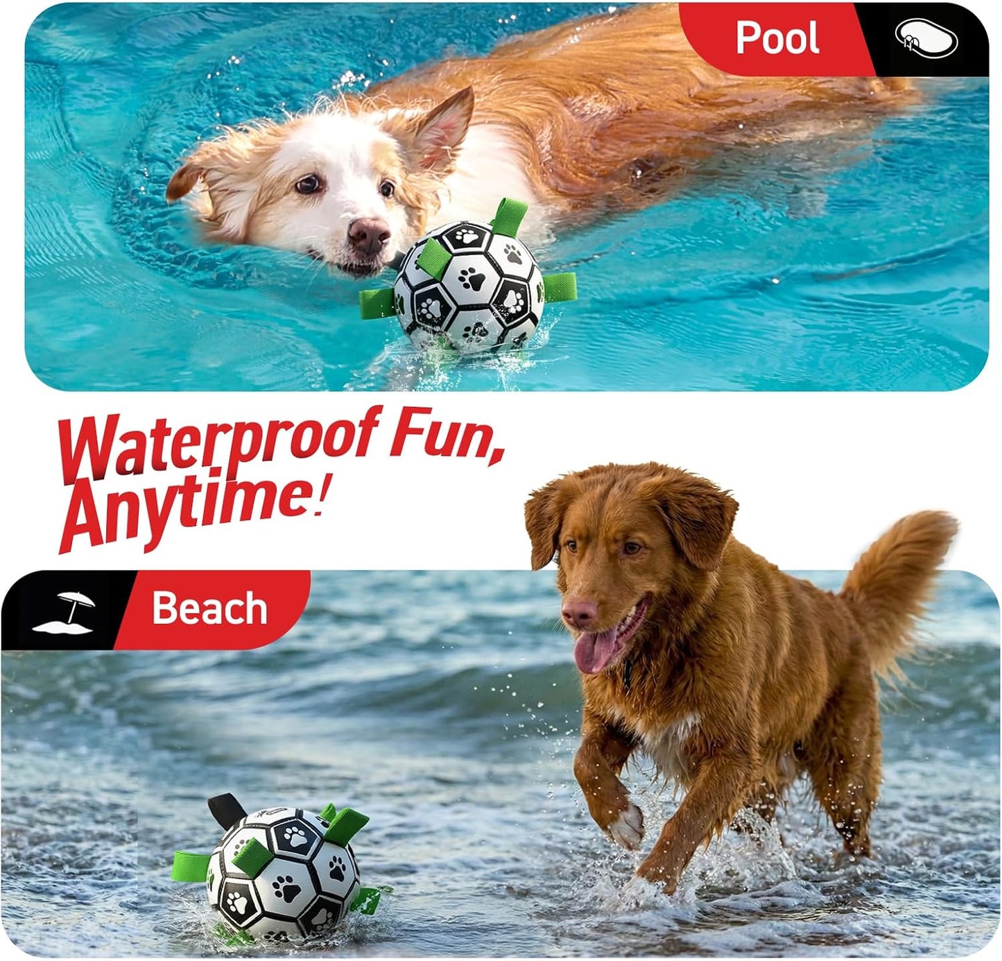 QDAN Dog Toys Dog Balls, World Cup Dog Soccer Ball with Straps, Dog Birthday, Herding Ball, Durable Balls for Small Medium Pet, Puppy Outdoor Toy (6 Inch)