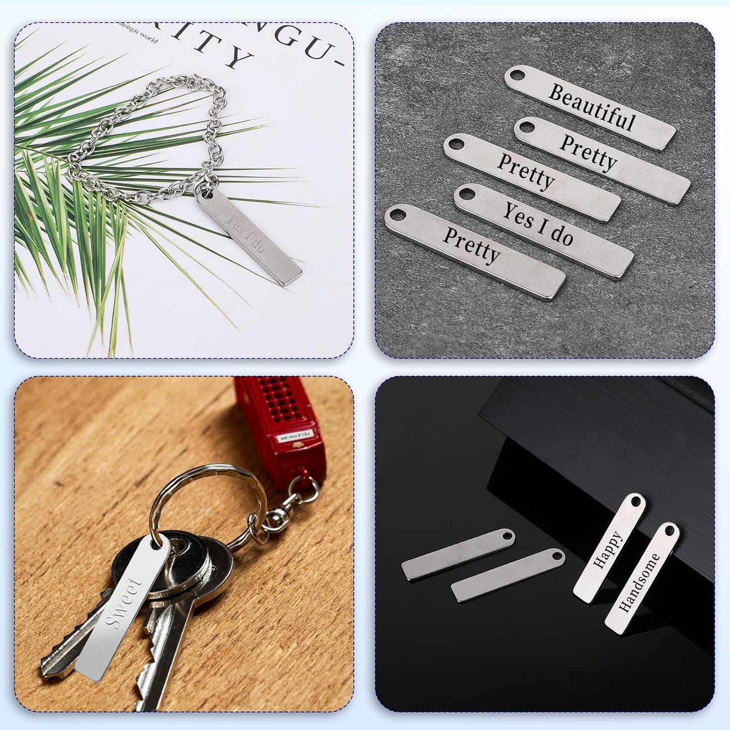 25 PCS Rectangle Blank Tags Stainless Steel Metal Stamping Engraving Blanks Stamping for Keychain Bookmark Dog Tag Metal Stamping and Jewelry Making 1.96 x 0.39 Inch