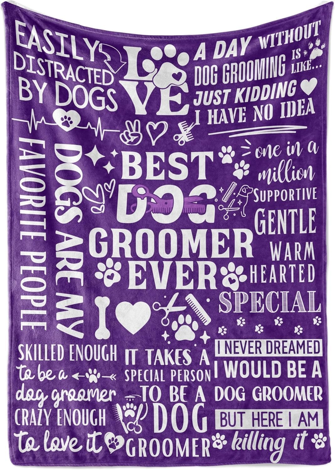 Dog Groomer Gifts for Women, Bed Flannel Plush Throw Blankets for Birthday, Christmas, 50"x 65", Purple