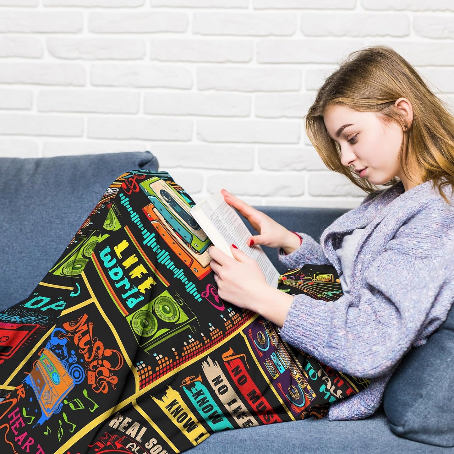 Music Blanket Gifts for Women Girls Soft Flannel Throw Blanket Musics Lovers Gifts Blankets for Kids Men Aults 50"X40"