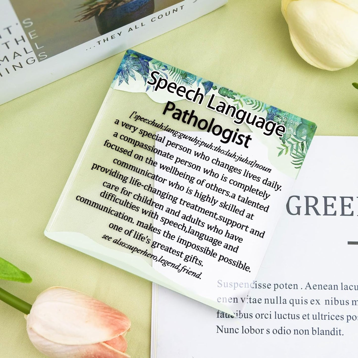 Speech Pathologist Gifts SLP Gifts Acrylic Desk Decorative Sign with A Wood Stand Speech Therapy Gift Therapist Gift Birthday Christmas Appreciation Presents for Therapist