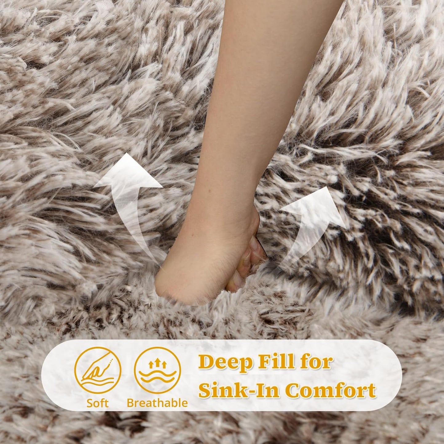 Bean Bag Chair for Adults Kids Giant Fluffy Plush Bean Bag Sofa with Filler Faux Fur Rabbit Shaped Beanbag Chairs Comfy Accent Floor Couch for Gaming, Reading in Bedroom, Living Room, Dorm