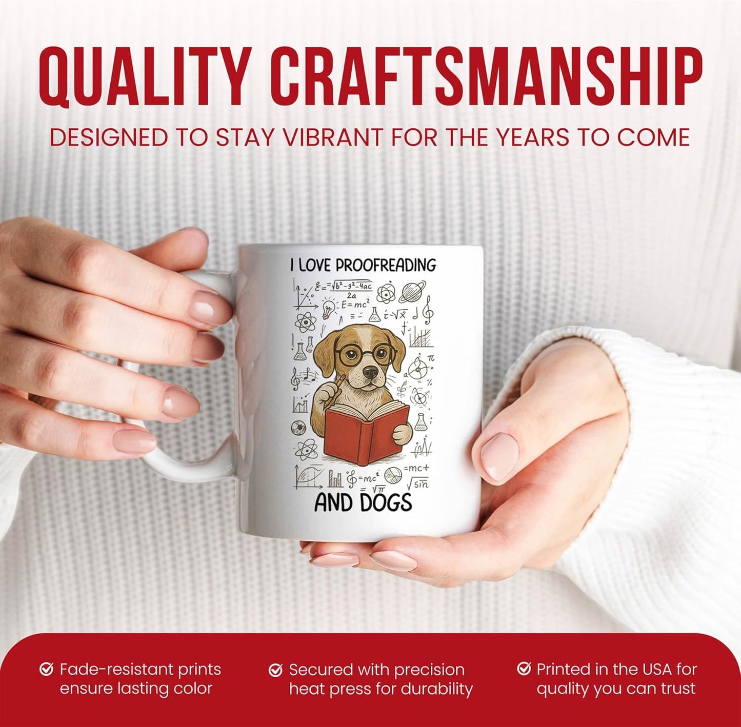 Proofreading And Dogs Mug - Editing Coffee Cup - Literature Lover Funny Gift From - Tea Mugs - Cups - 11 Oz Ceramic Gifts For Owners, Birthday, Him, Her, Christmas, Appreciation Day, Book Lovers