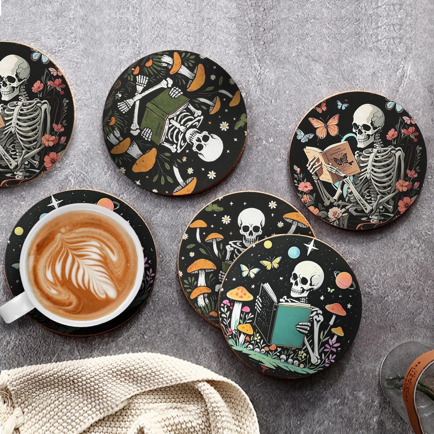 Book Club Gifts Bulk for Book Lovers,6 Pcs Book Theme Wooden Coaster for Mug Cup Tumbler,Library Decor,Cool Book Stuff for Bookworms Nerd Readers Friend Men Or Women