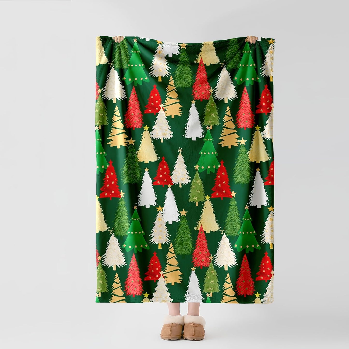Christmas Fleece Throw Blanket – 300GSM Soft and Cozy Holiday Blanket for Sofa, Bed, Couch – Xmas Decorative Flannel Blanket, W50 x L70in