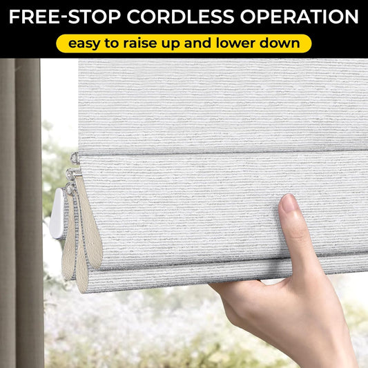 100% Blackout Cordless Roman Shades for Indoor Windows & French Doors, 22 3/4" W × 60" H - Blackout - Grey