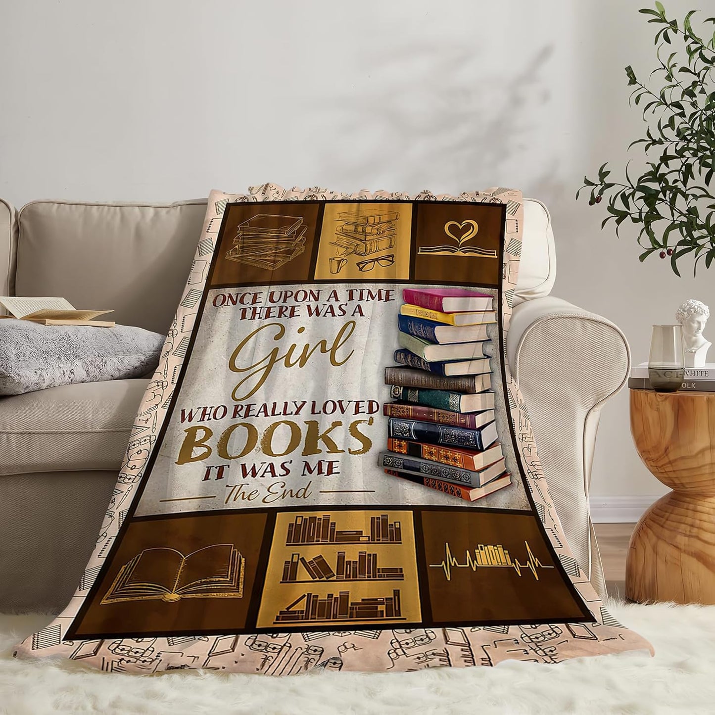 jerkboo Books Reading Blanket Throws Reading Gifts Reading Throw Blanket for Girls Kids Adults Soft Warm Cozy Fleece Blanket for Couch Sofa Bed 50""x40""