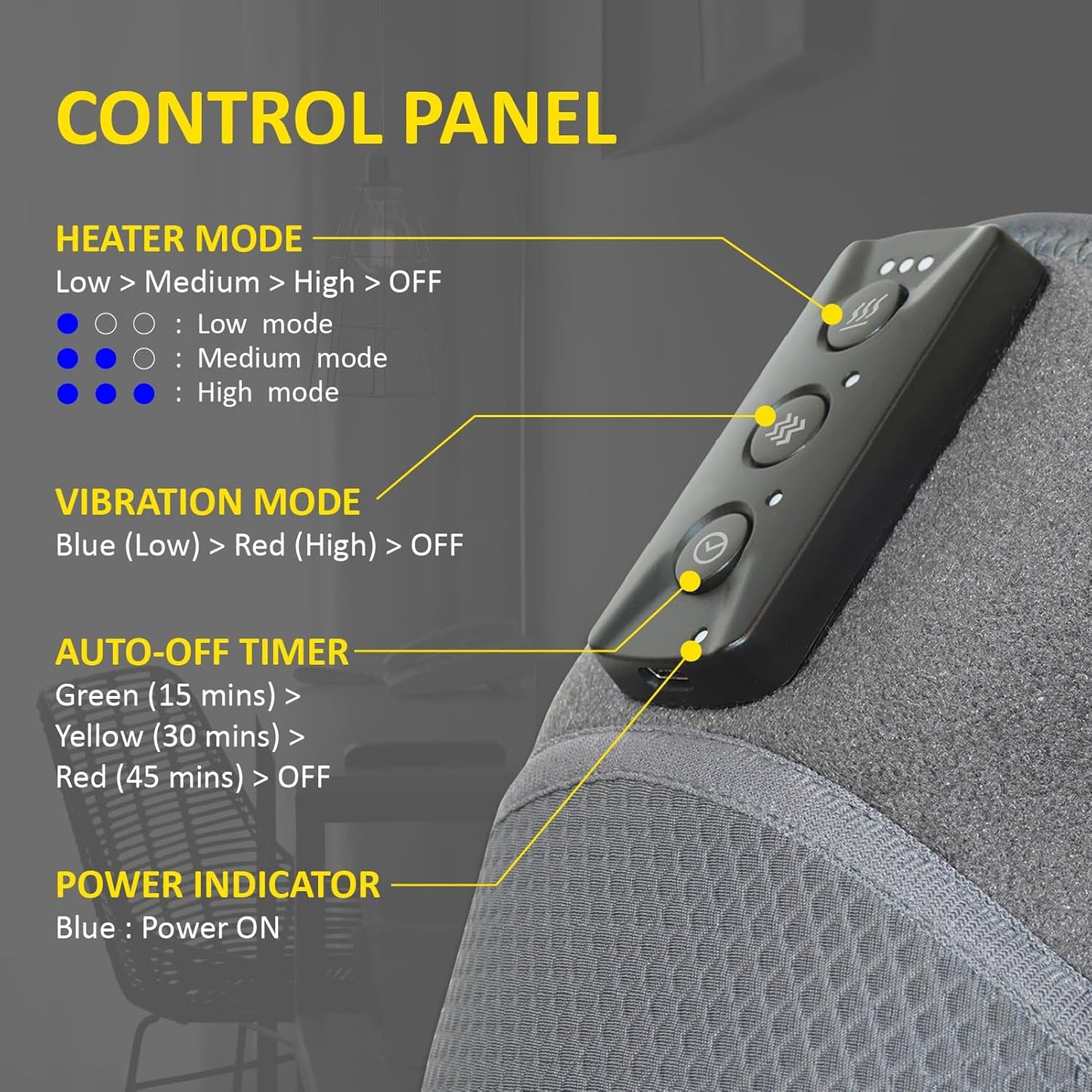 Graphene Heating Knee Pad with Vibration & Timer – USB Type-C Heated Knee Wrap with 3 Heat Levels & 2 Vibration Modes, Adjustable Strap & Breathable Mesh for Relaxing Warmth and Comfort