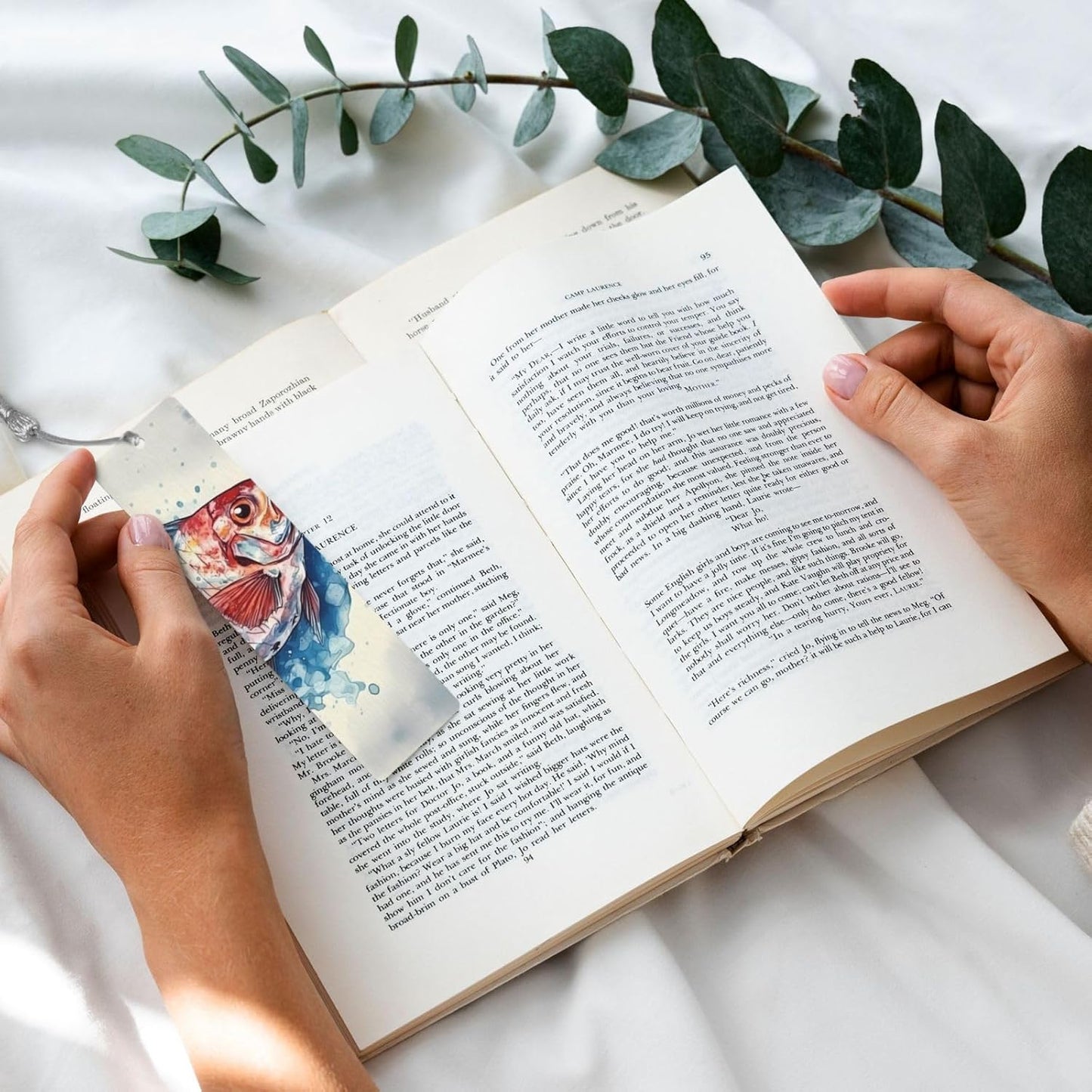 Fish Pattern Bookmarks Gifts for Women Men, Wooden Bookmarks for Book Lovers, Vintage Book Marks Ornaments with Tassel, Unique Personalized Reading Page Markers Gray