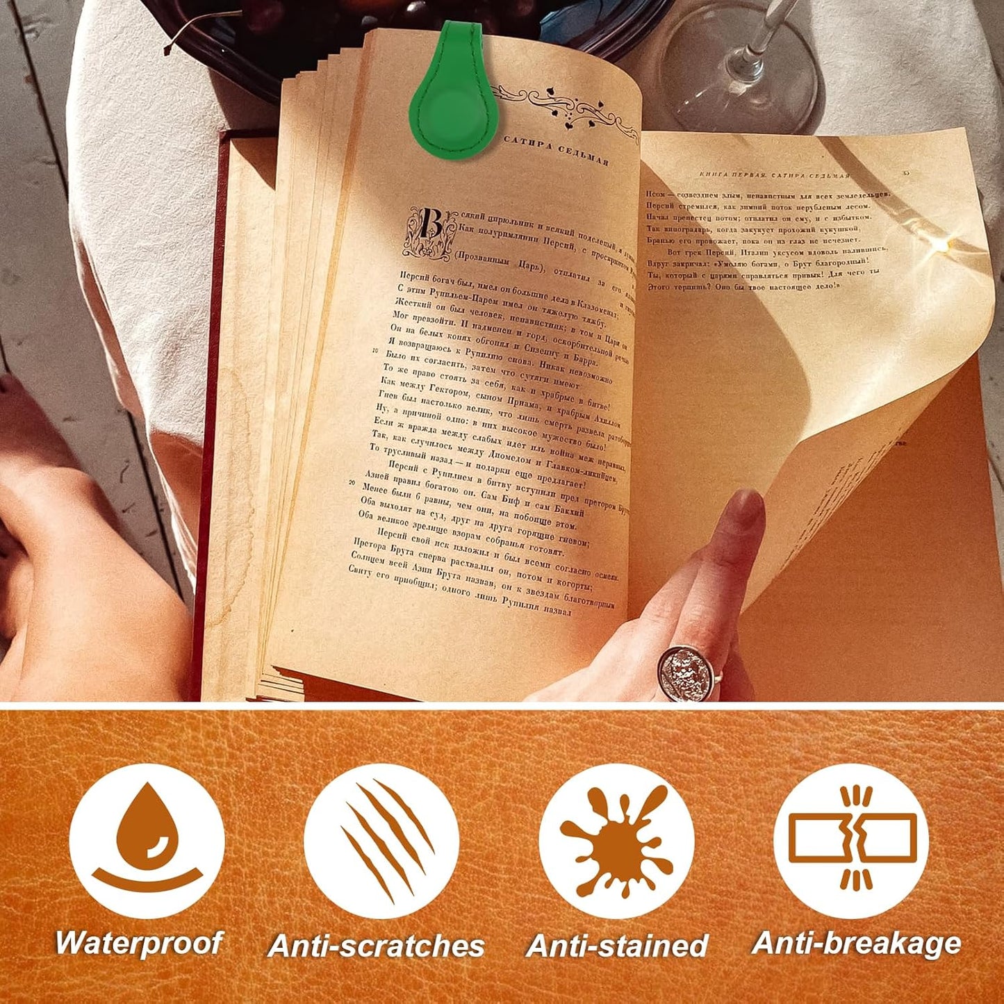Mity rain 4PCS Magnetic Bookmarks, Magnetic Bookmarks Leather for Women, Double-Sided Vintage Book Mark Clip Gift for Book Lover Readers Men Women Teachers Students, Book Accessories