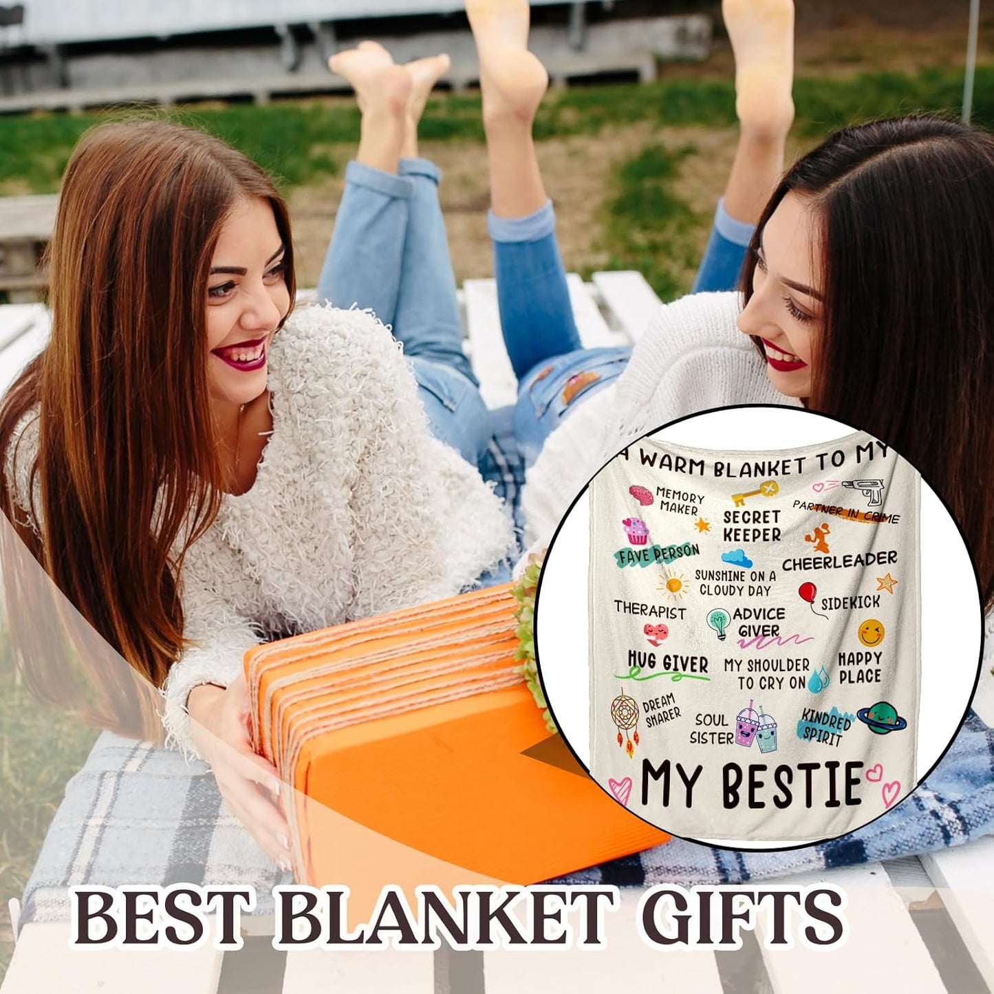 Best Fried Blanket 60"x 50", Best Friend Birthday Gifts for Women, Bestie Gift Ideas for BFF Soul Sister Friendship, to My Bestie Fleece Throw Blanket