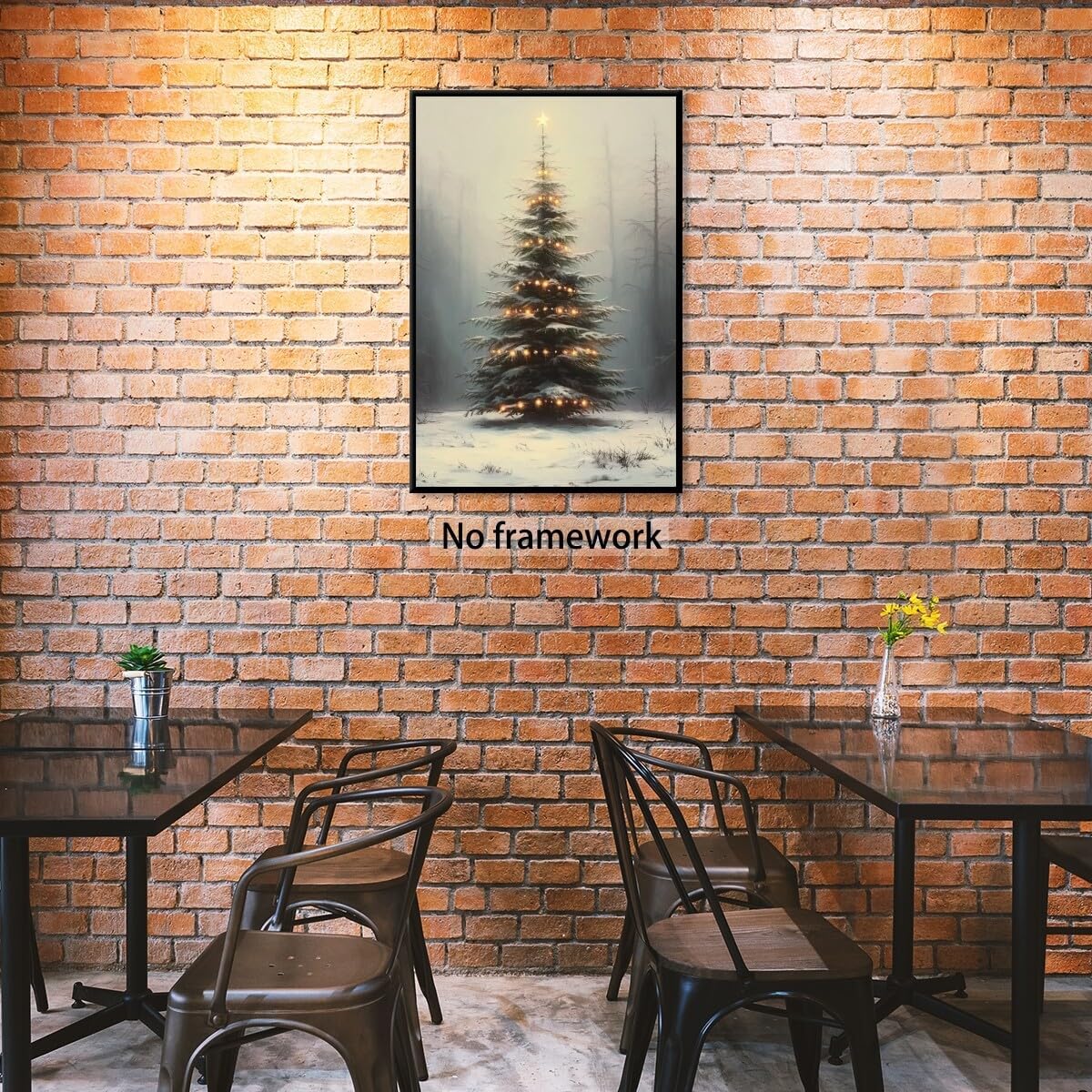 Vintage Christmas Wall Art Christmas Pine Tree Posters Canvas Prints Poster Farm House Decor Winter Xmas Rustic Holiday Home Dorm Living Room Aesthetics Decoration 12x18inch Unframed