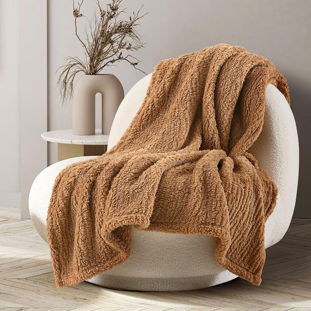 Ultra Soft Cozy Sherpa Throw Blanket, Brown Pattern Reversible, Light Weight Warm Decorative Boho Style Throw Blanket Cover for Sofa, Couch, Bedroom,Travel, 60”x80”